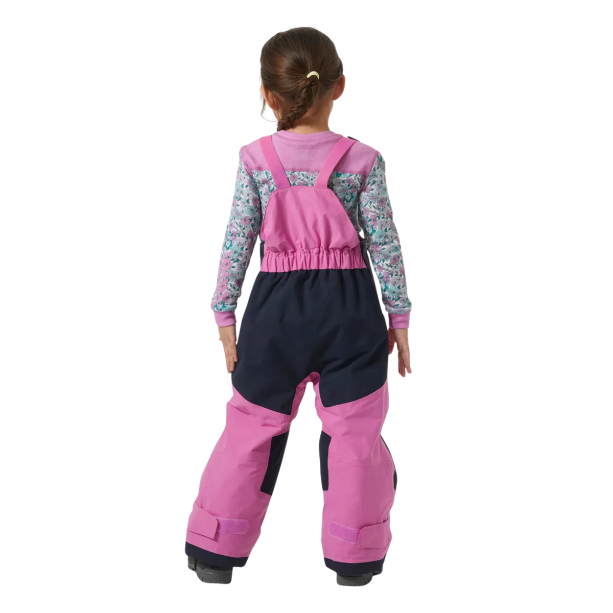 Rear view of Helly Hansen Kids Rider 2.0 Insulated Bib Pants with reinforced no-back-seam seat for added waterproofness and durability