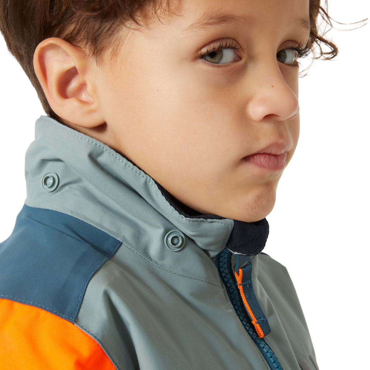 Helly Hansen Kids Rider 2.0 Insulated Winter Jacket with soft fleece-lined collar and chin guard for added winter comfort