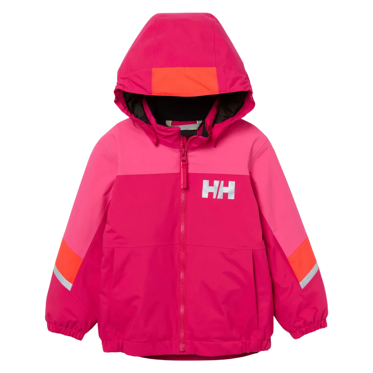 Front view of Helly Hansen Kids Rider 2.0 Insulated Winter Jacket in Cranberry color with waterproof HELLY TECH Performance and 133g PrimaLoft insulation
