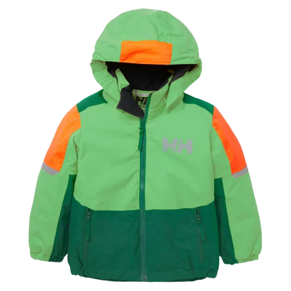 Helly Hansen Kids Rider 2.0 Insulated Winter Jacket in Malachite color with HELLY TECH Performance, 133g PrimaLoft BLACK Eco insulation and detachable hood