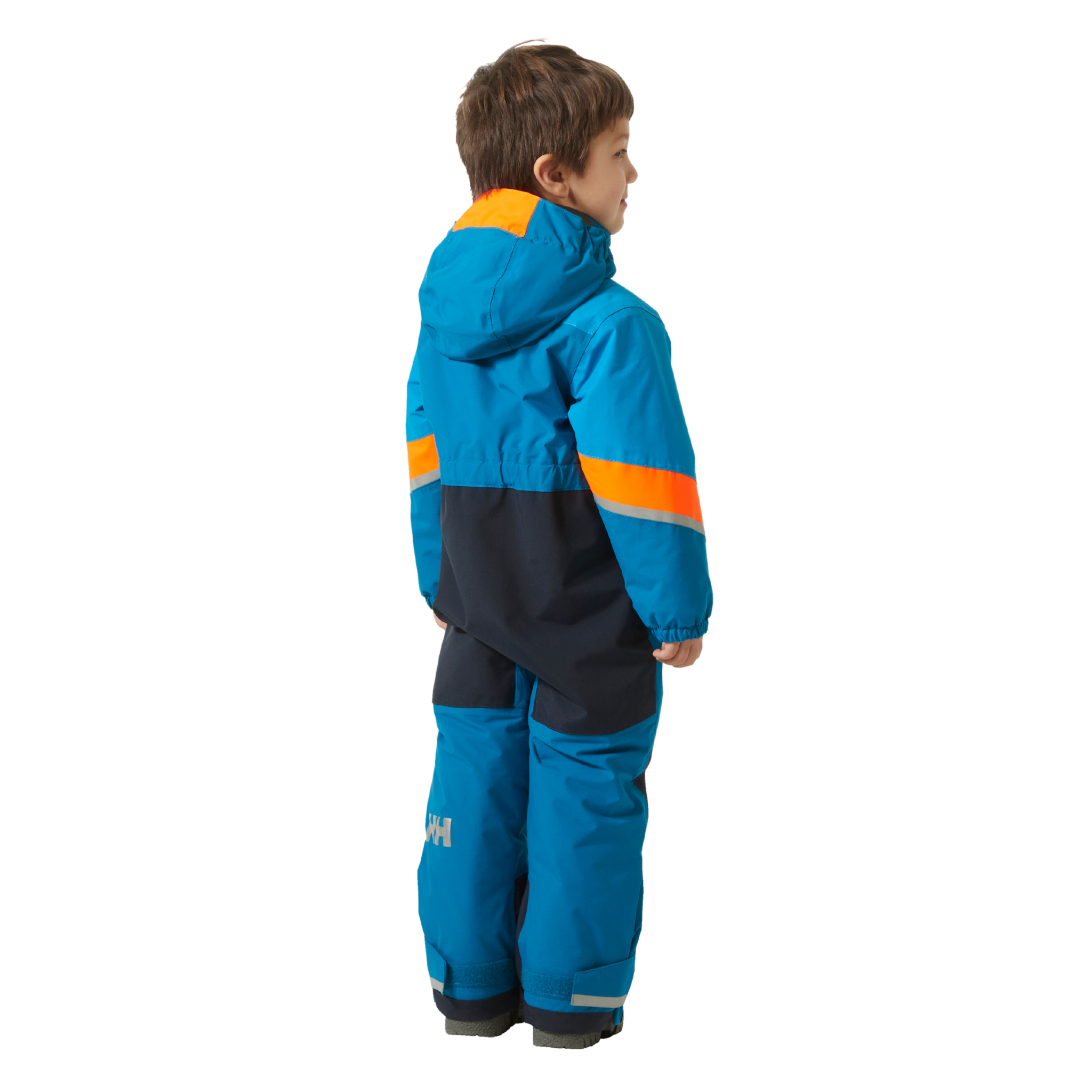 Rear view of Helly Hansen Kids Rider 3.0 Snowsuit with reinforced no-back-seam seat construction for added waterproofness and durability