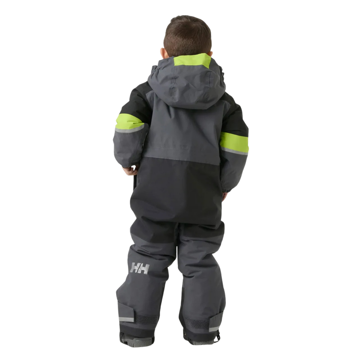 Rear view of Helly Hansen Kids Rider 3.0 Snowsuit with reinforced no-back-seam seat construction for added waterproofness and durability