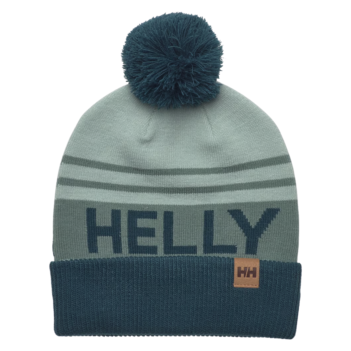 Helly Hansen Kids Ridgeline Beanie in Green Mist with super-soft cozy fabric, ribbed cuff and knitted Helly Hansen logo