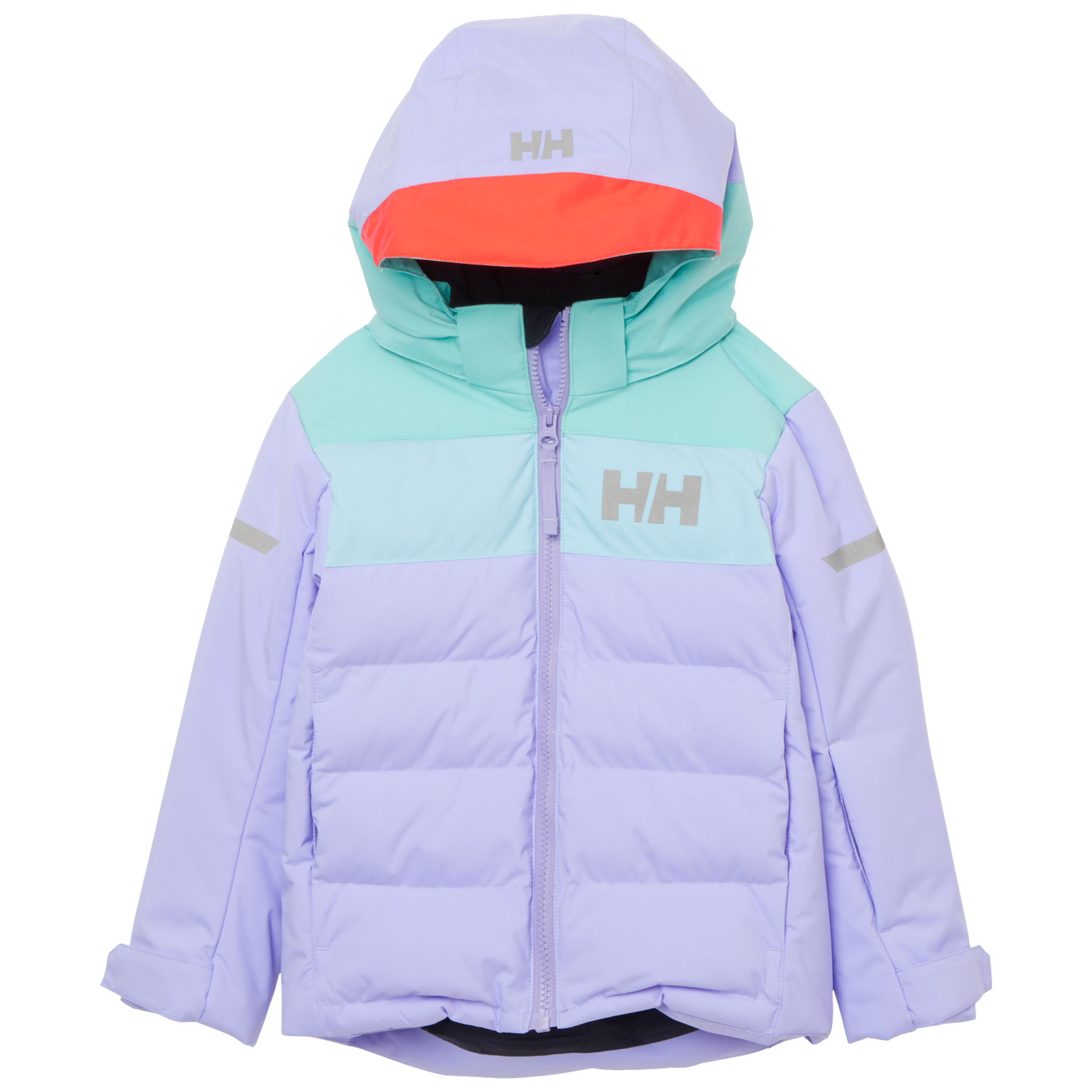 Helly Hansen Kids Vertical Insulated Jacket in Bright Lavender with 170g PrimaLoft BLACK insulation, water-resistant exterior and powder skirt