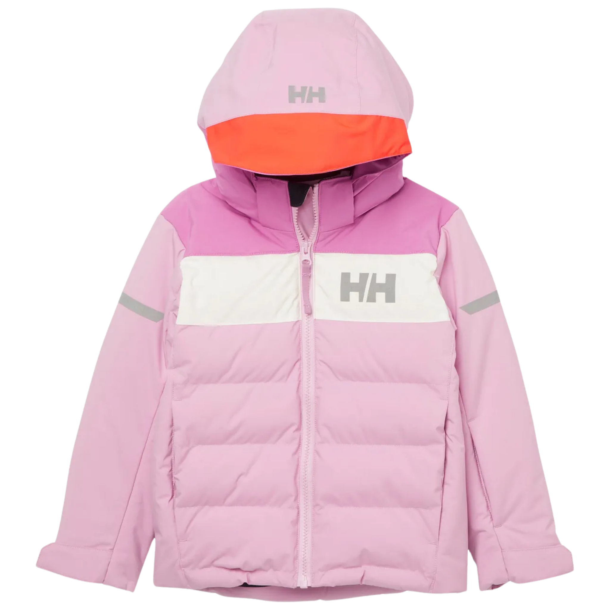 Helly Hansen Kids Vertical Insulated Jacket in Pink Lavender with 170g PrimaLoft BLACK insulation, water-resistant exterior and powder skirt