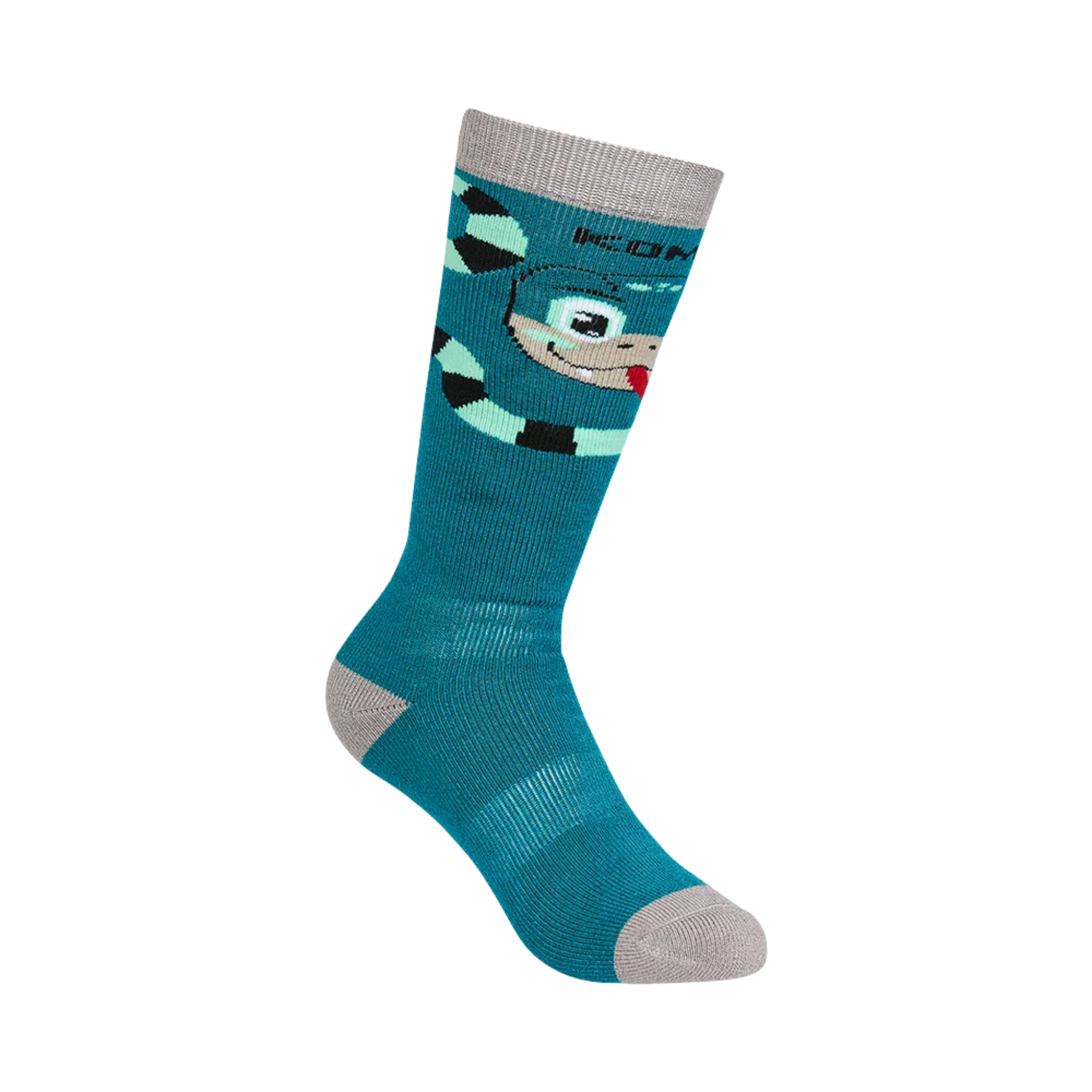 Kombi Animal Family Kids Socks in Sammy the Snake design with heavyweight cushioning, over-the-calf coverage, arch support and reinforced heel and toe