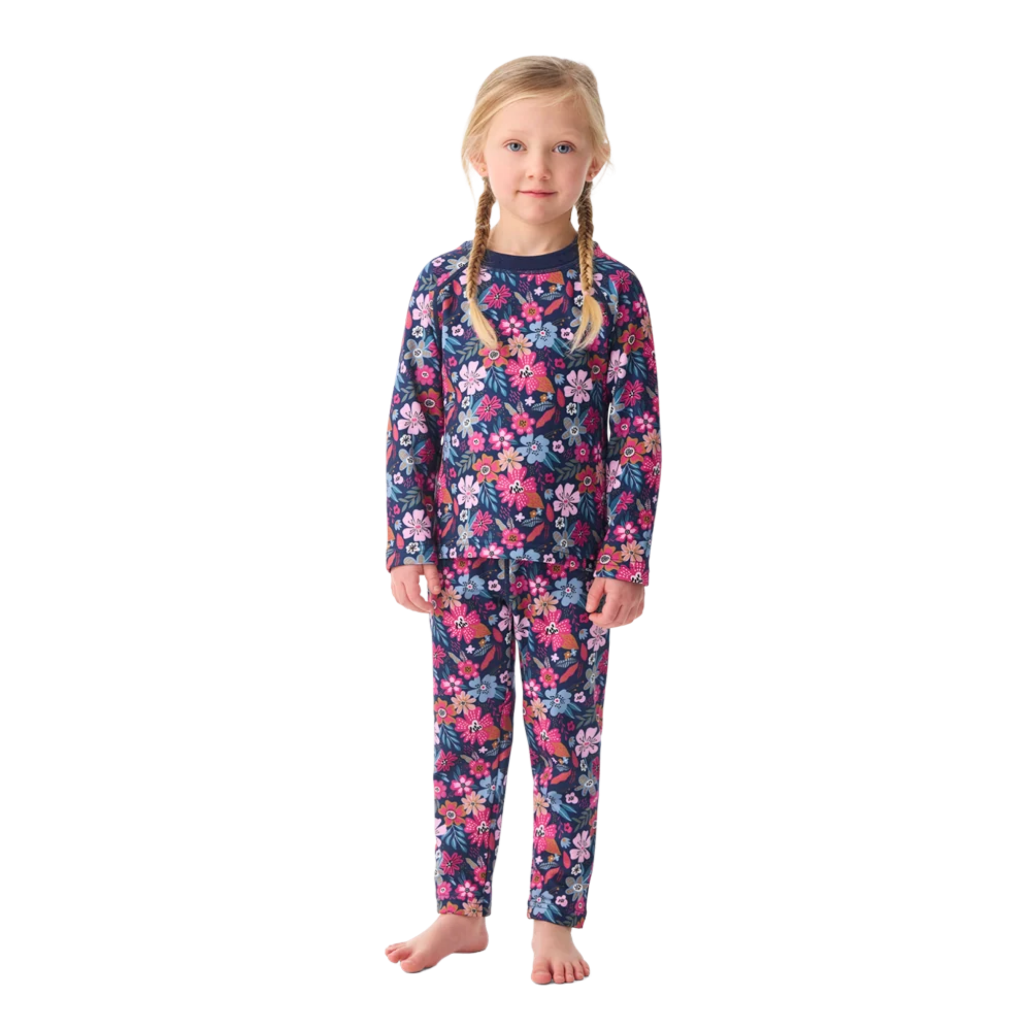 Kombi B3 Velvet Fleece Set in Flower Blossom design with 240 g/m² heavyweight fleece, plush velour lining and matching thermal top and pants