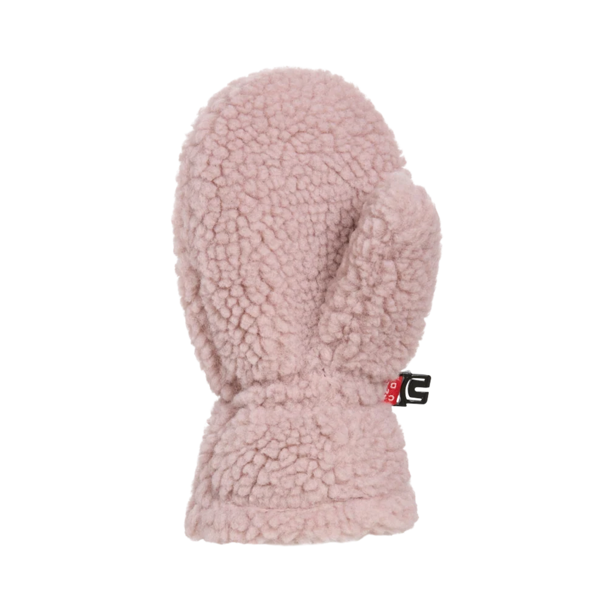Palm view of Kombi Camila Children Mitt in Pale Mauve with durable synthetic suede reinforcement for winter play and everyday wear