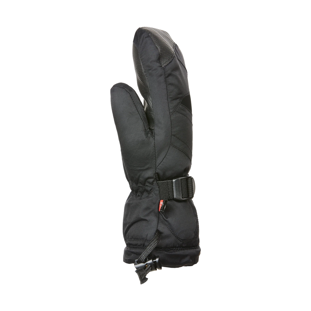 Side view of Kombi The Original Junior Mitten in Black with durable textured fabric and Warmth Level 3 insulation