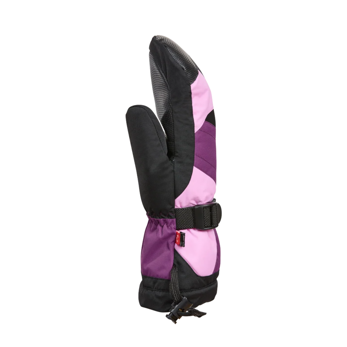 Side view of Kombi The Original Junior Mitten in Orchid Petal design with durable textured fabric and Warmth Level 3 insulation