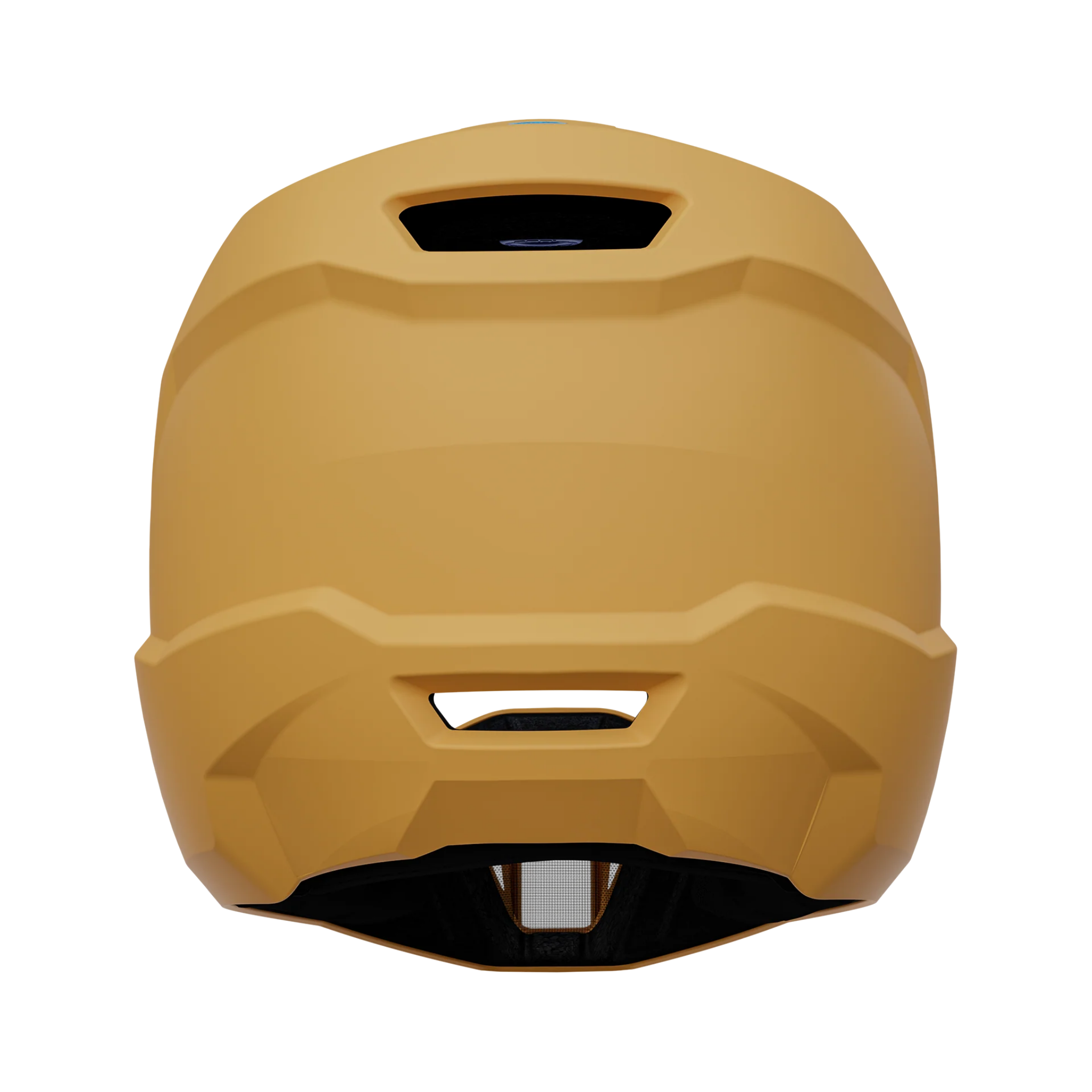 Rear view of Leatt Gravity 1.0 Junior full face helmet in Lager Yellow with large ventilation ports