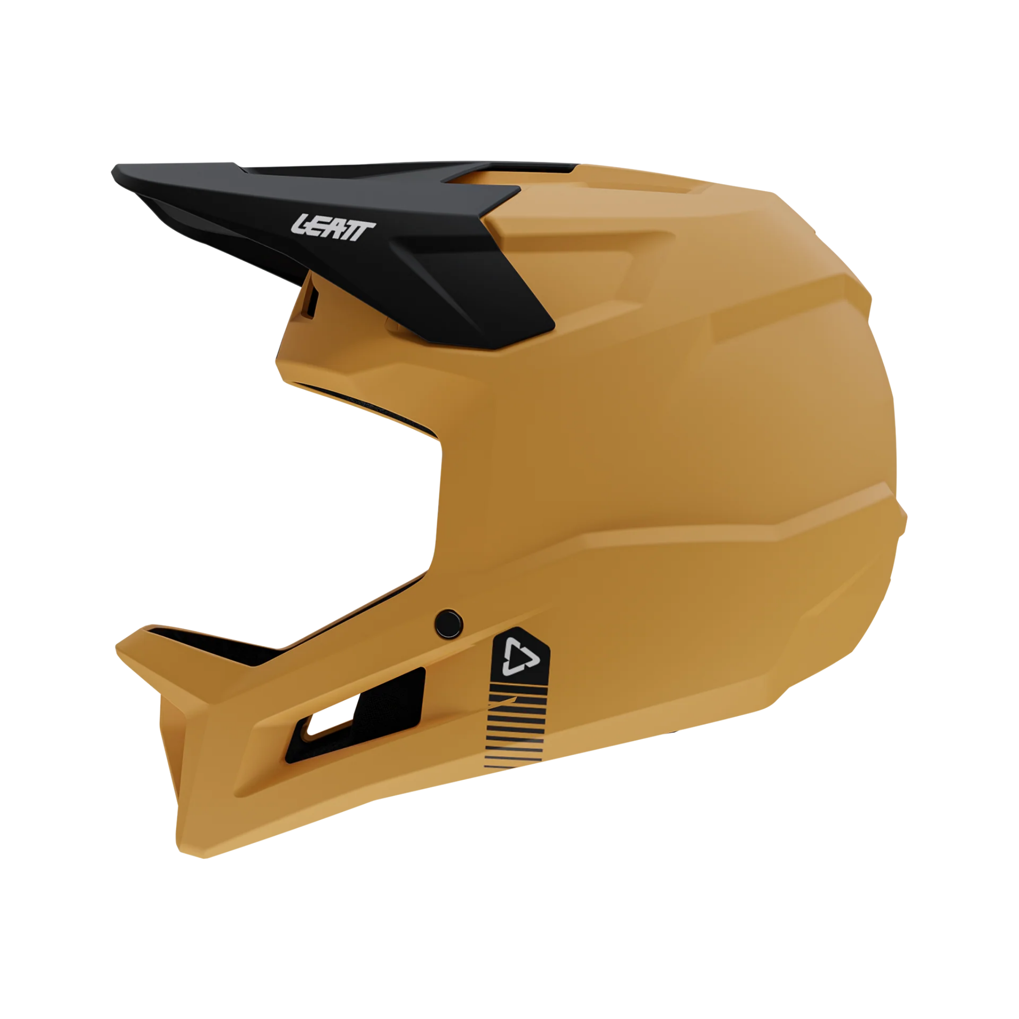 Side profile of Leatt Gravity 1.0 Junior MTB helmet in Lager Yellow featuring 360° Turbine Technology