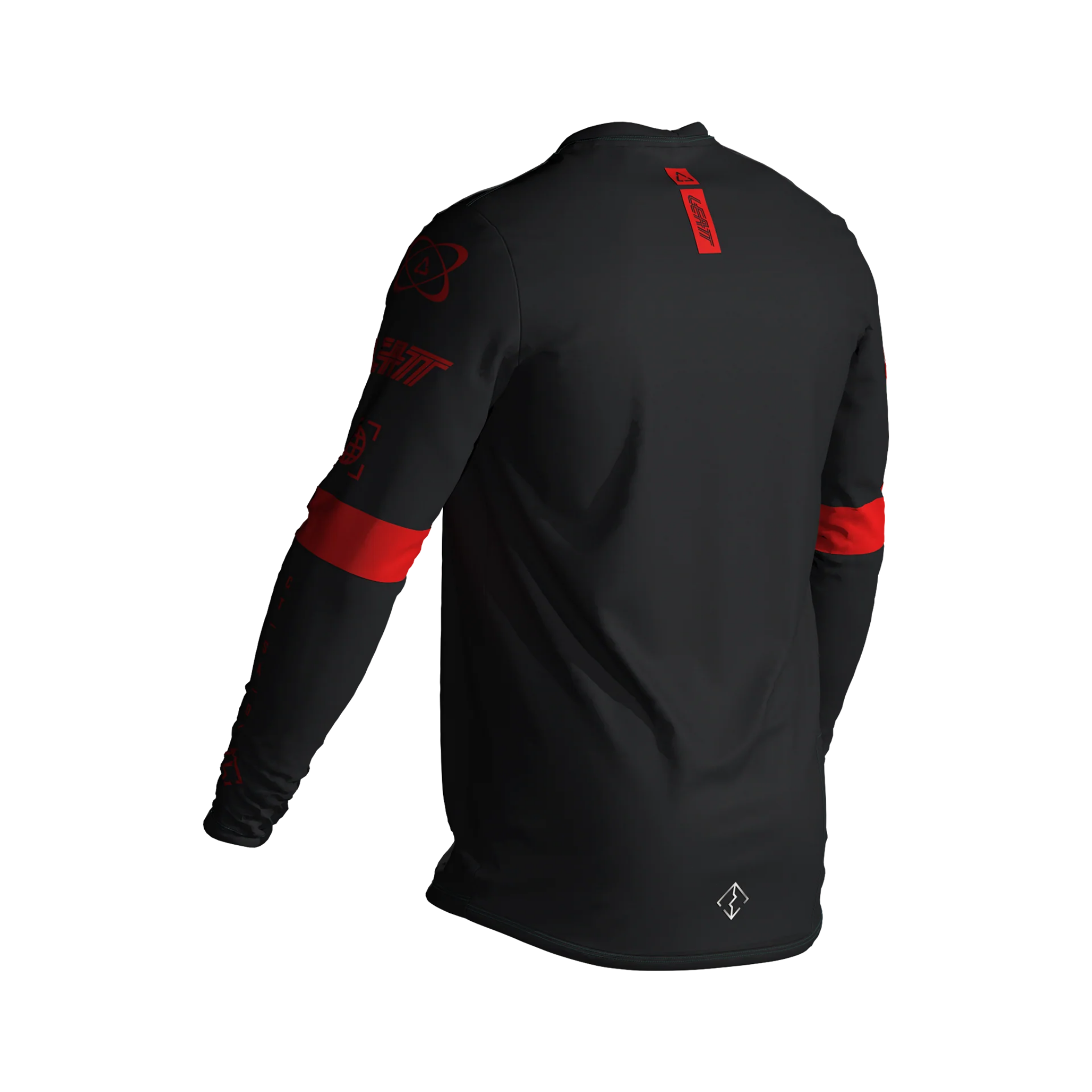 Rear view of Leatt Gravity 3.0 Junior MTB jersey in Red with relaxed riding fit