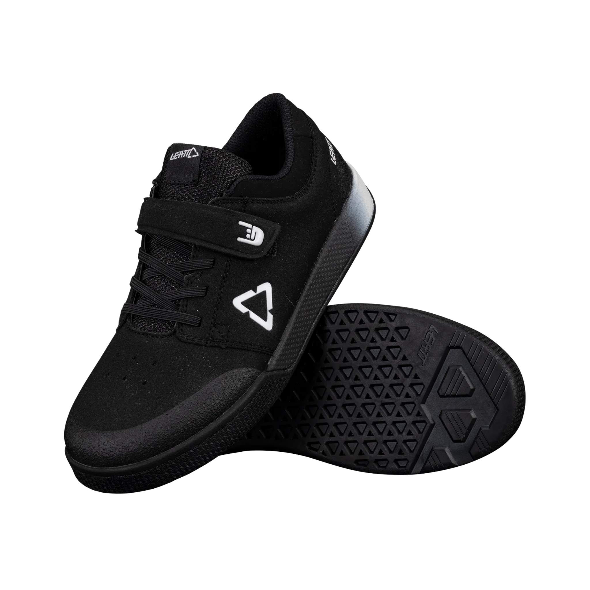 Leatt Flat 2.0 Junior kids in Black flat pedal mountain bike shoes for Whistler Bike Park and trail riding