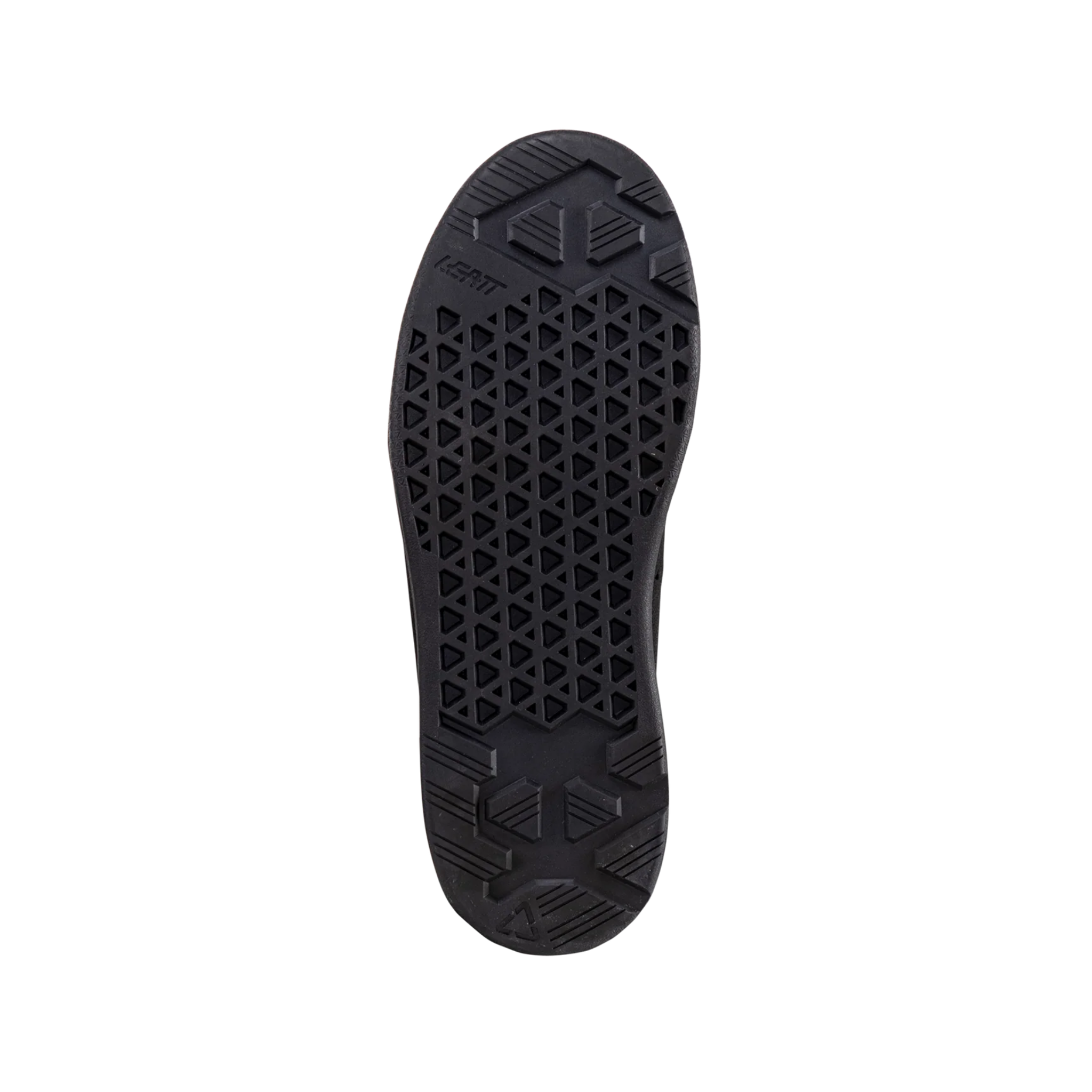 Rear view of Leatt Flat 2.0 Junior in Black mountain bike shoes with reinforced heel protection