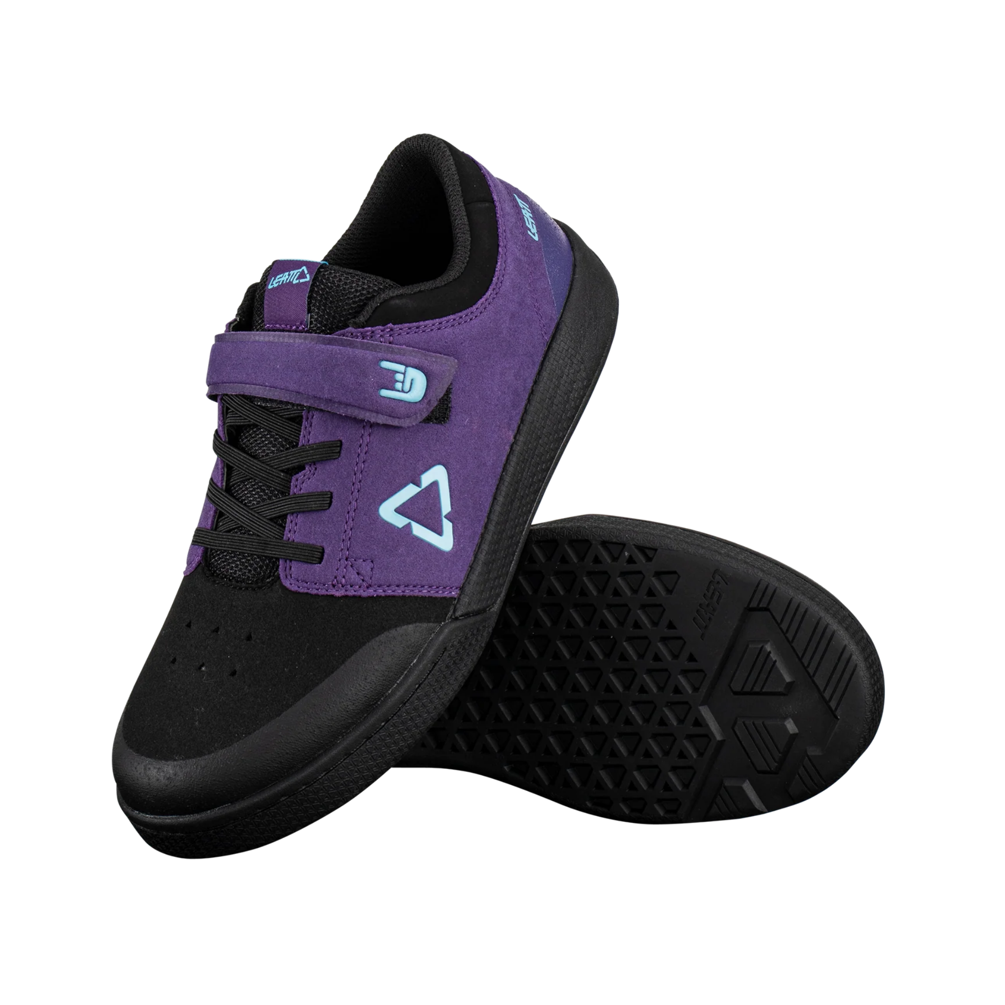 Leatt Flat 2.0 Junior kids flat pedal mountain bike shoes in Velvet Purple for Whistler Bike Park and trail riding