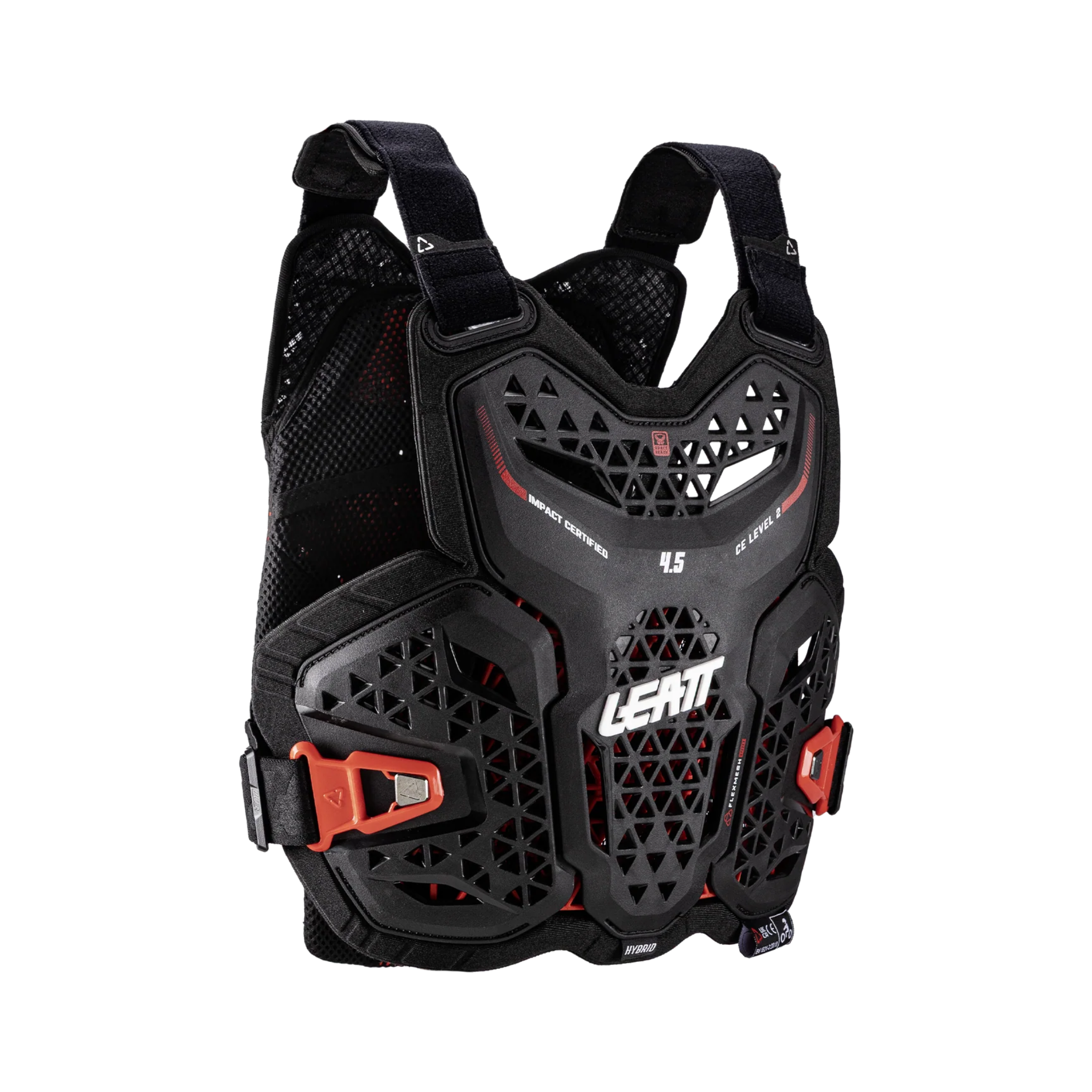 Side profile of Leatt Chest Protector 4.5 Hybrid Junior showing lightweight hybrid construction