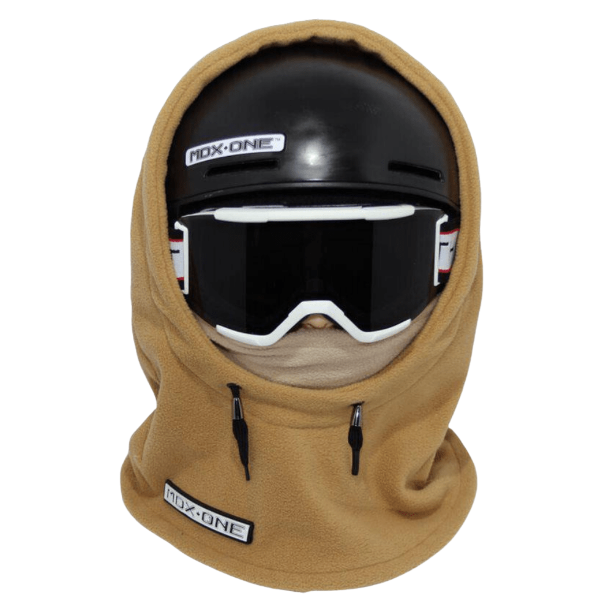 MDX One Over the Helmet Balaclava in Brown with double-layered plush fleece, stretchy helmet-friendly fit and full head, neck and face coverage