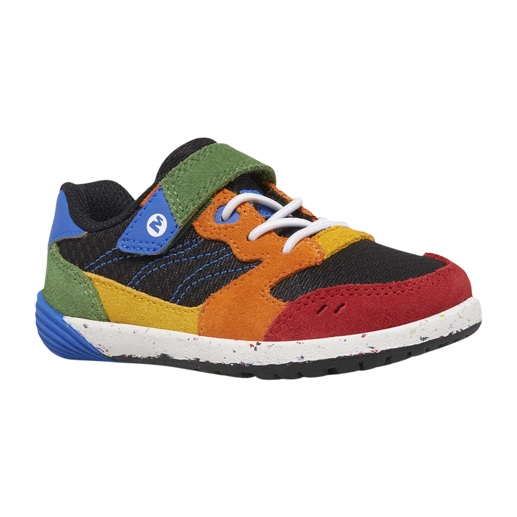 Merrell Bare Steps A83 Toddler Sneaker in Multi color with extra-wide toe box and rounded outsole edges designed for developing feet