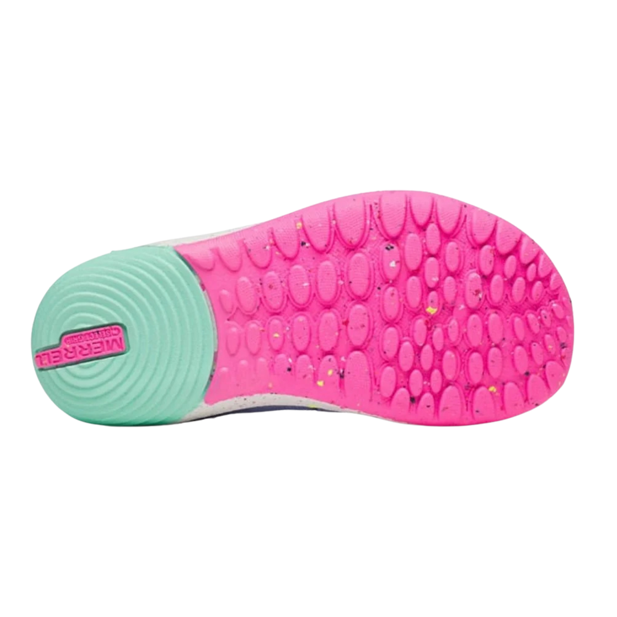 Merrell Bare Steps A83 Toddler Sneaker in Periwinkle with lightweight non-marking rubber outsole and 20% recycled rubber and extra grip