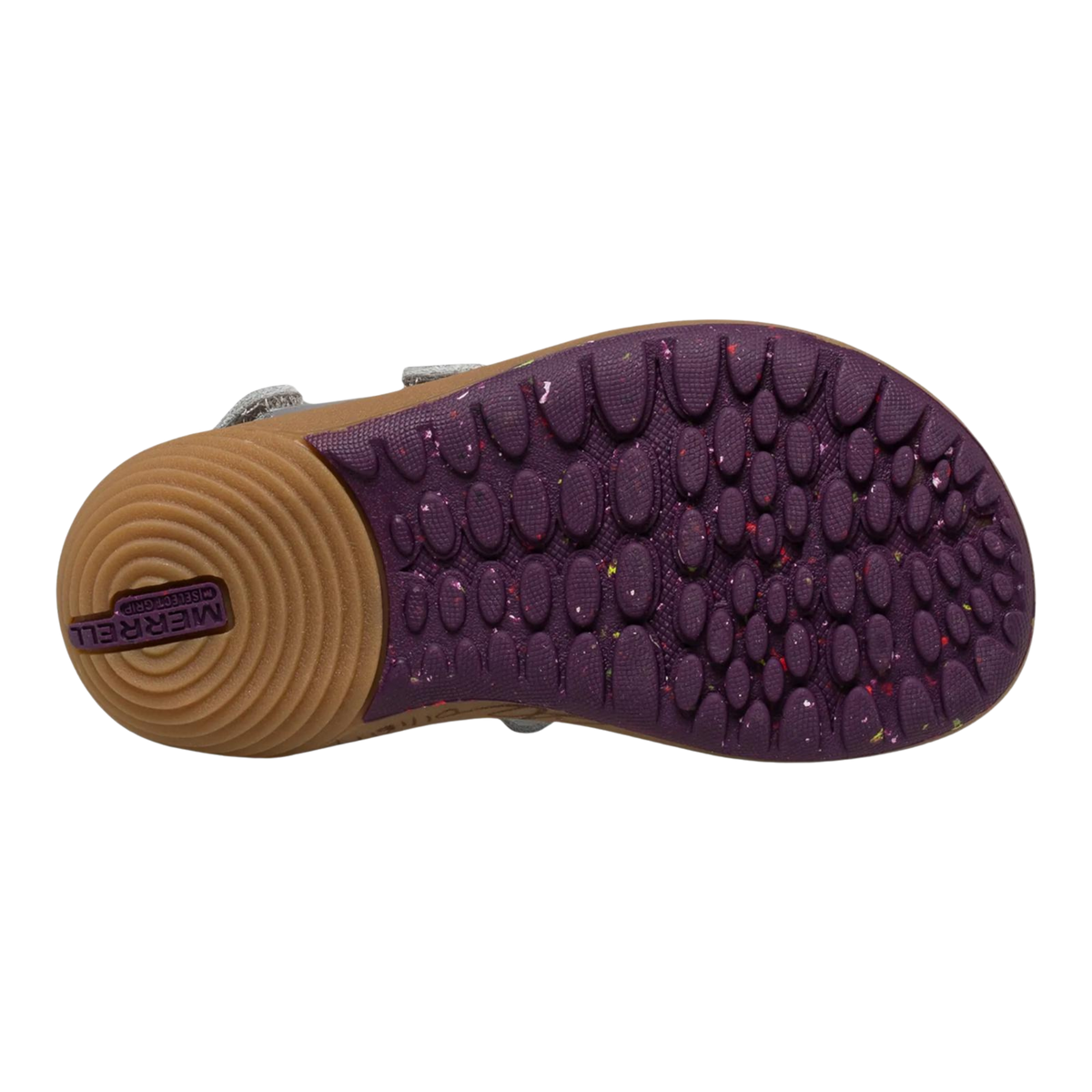 Merrell Bare Steps Toddler Sandal outsole made with 20% recycled rubber and rounded edges for natural movement