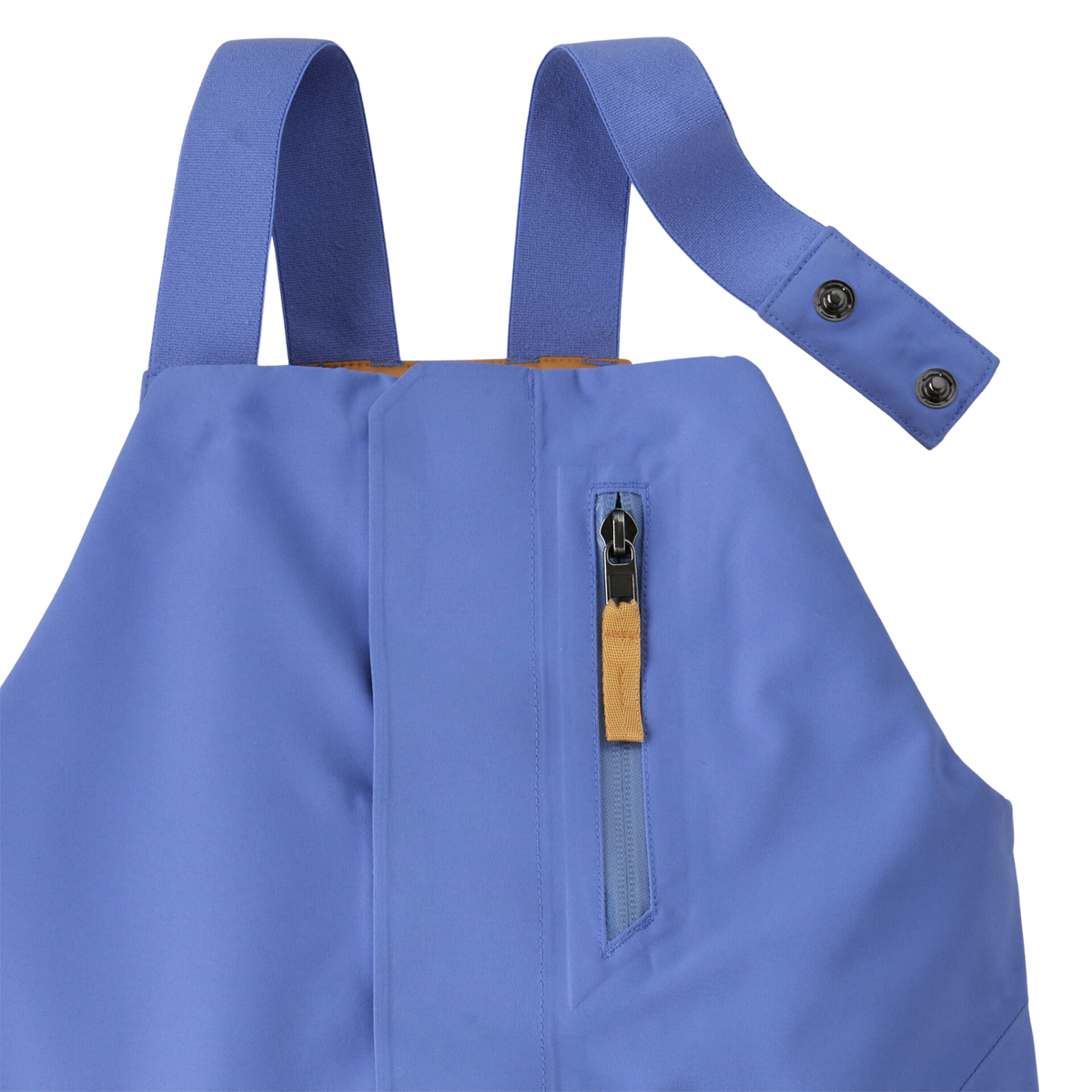 Patagonia Baby Snow Pile Bibs elasticized shoulder straps with two-snap adjustment for a comfortable customizable fit