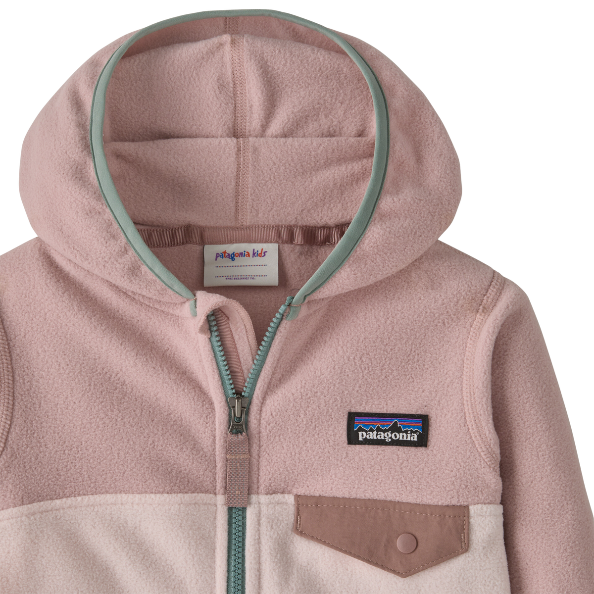 Patagonia Kids Micro D Snap-T Jacket hood with stretchy spandex binding designed for a comfortable secure fit