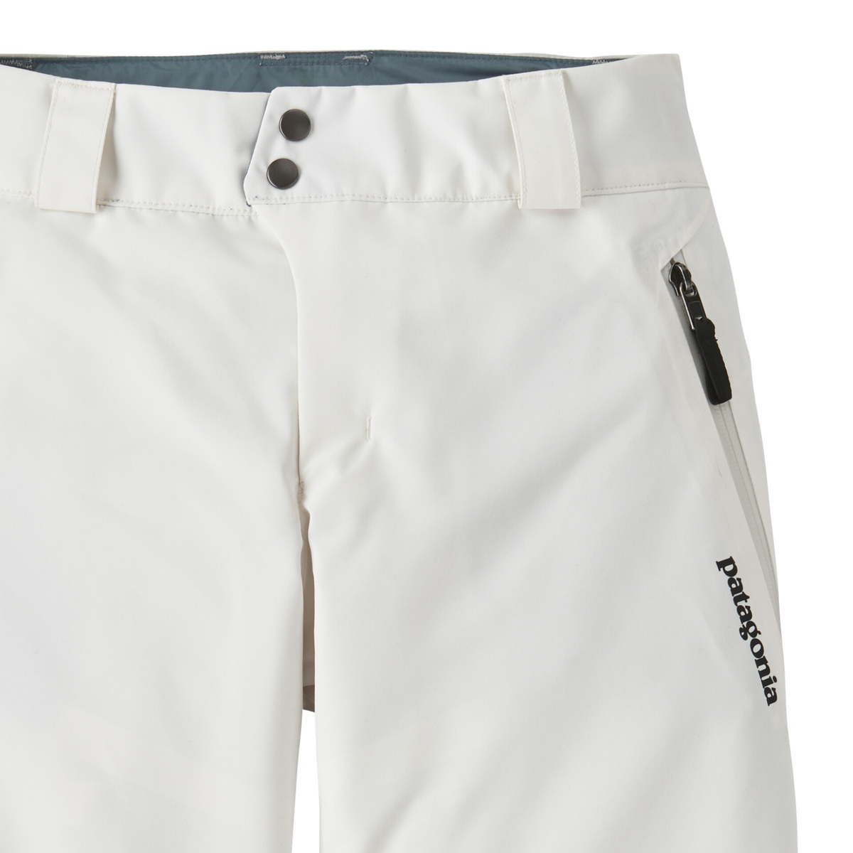 Patagonia Kids Powder Town Pants contoured waistband with belt loops and internal adjustable elastic tabs for a customizable fit