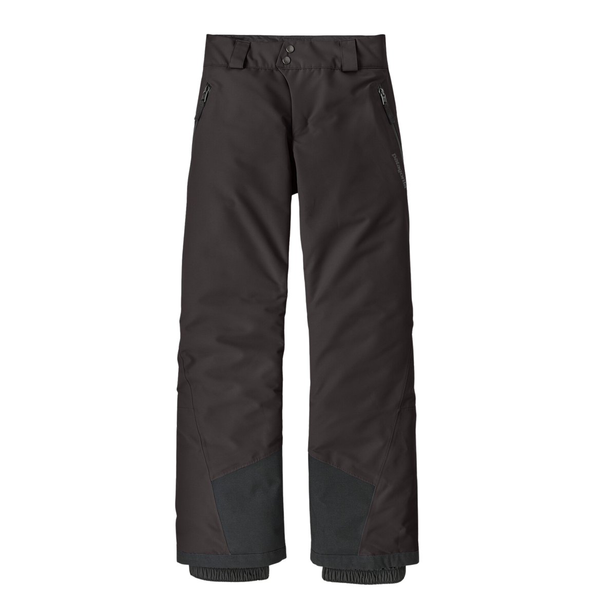 Patagonia Kids Powder Town Pants in Black with H2No waterproof shell, 100-g Thermogreen insulation, Grow-Fit system and RECCO reflector