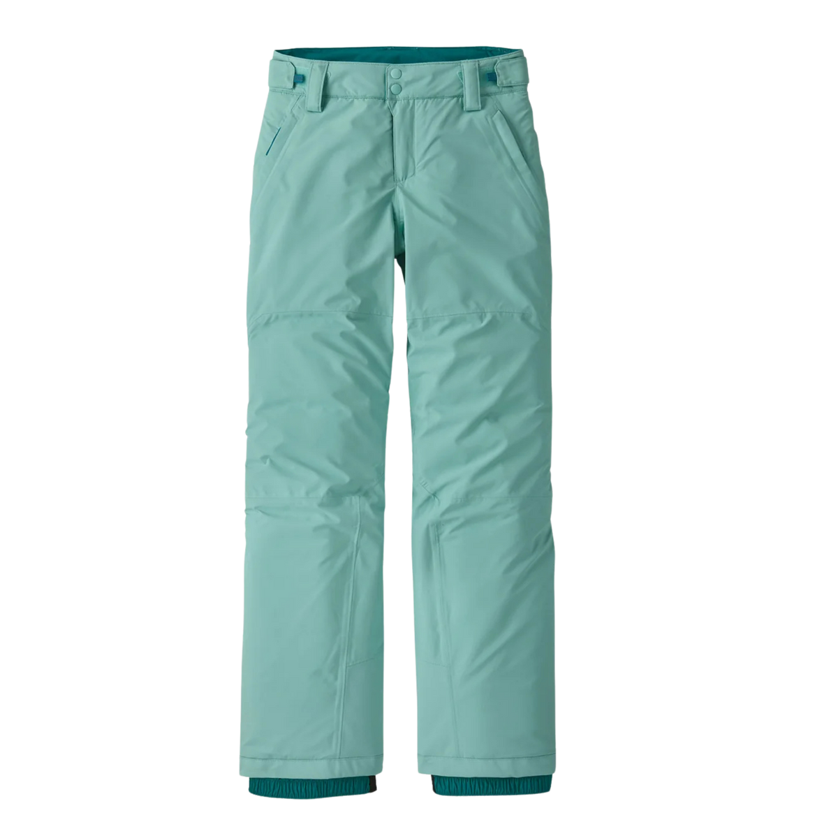 Patagonia Kids Powder Town Pants in Skiff Blue with H2No waterproof shell, 150-g Thermogreen insulation, Grow-Fit legs and internal snow gaiters