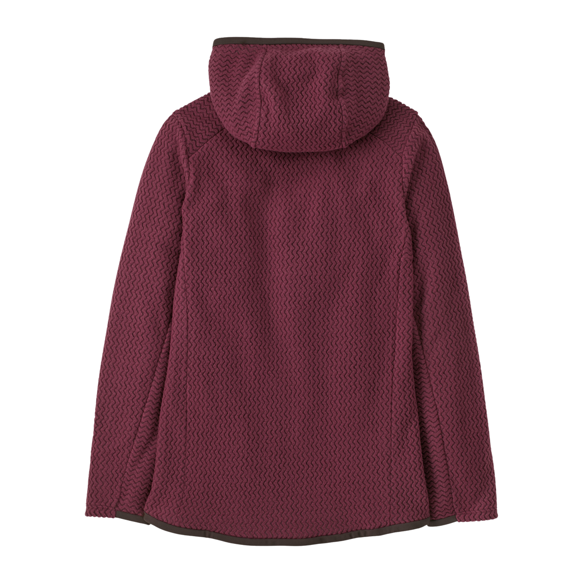 Rear view of Patagonia Kids R1 Air Full-Zip Jacket in Berry Fig with lightweight recycled polyester jacquard fleece and close-to-body regular fit