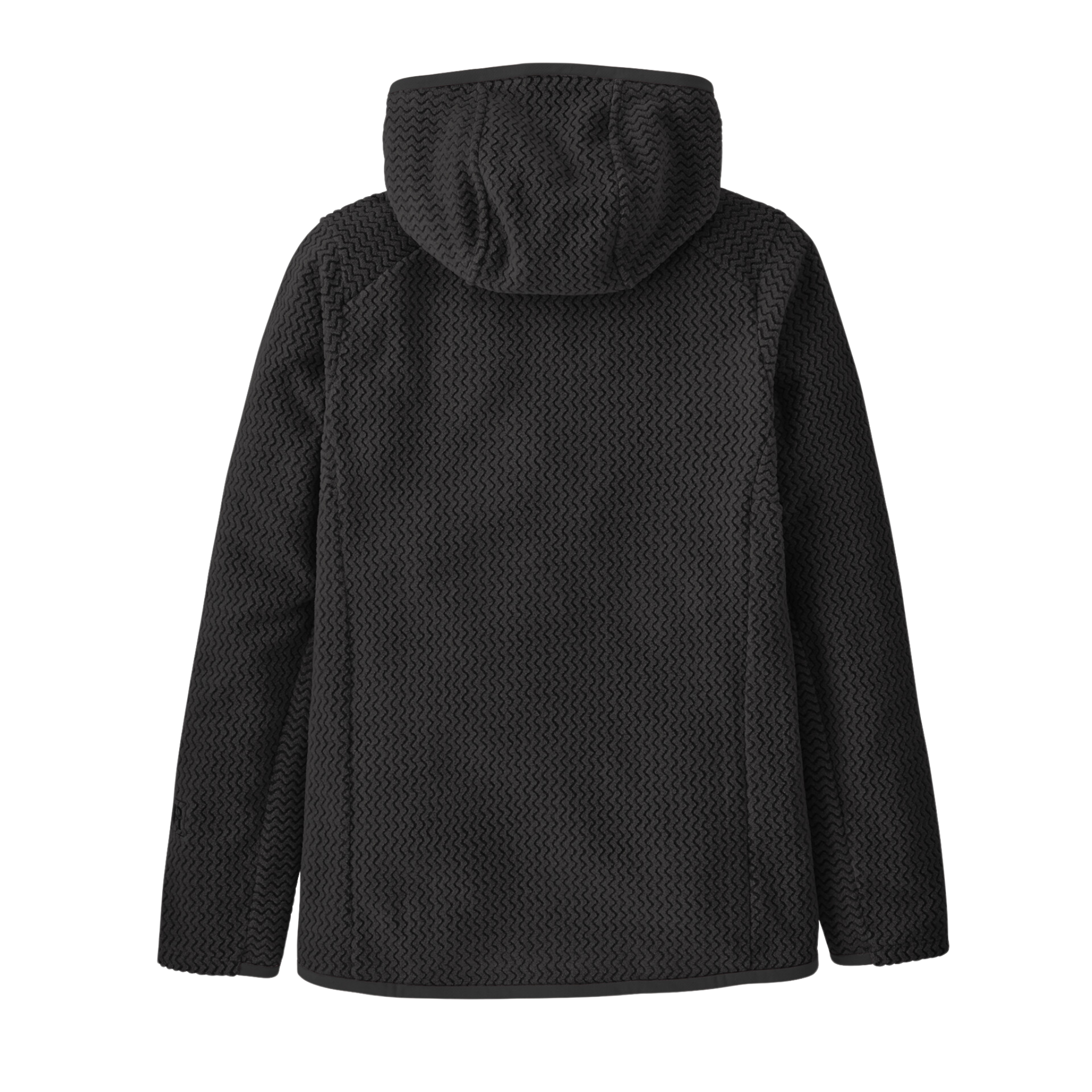Rear view of Patagonia Kids R1 Air Full-Zip Hoody in Black with lightweight quick-drying recycled fleece and close-to-body fit