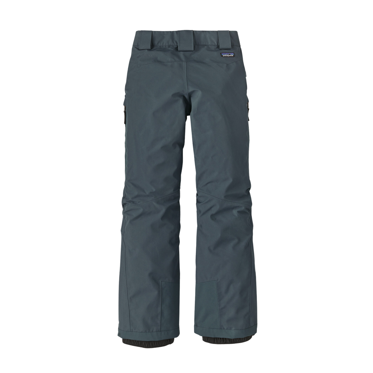 Rear view of Patagonia Kids Storm Shift GORE-TEX Pants in Summit Blue with uninsulated 2-layer recycled polyester GORE-TEX ePE shell