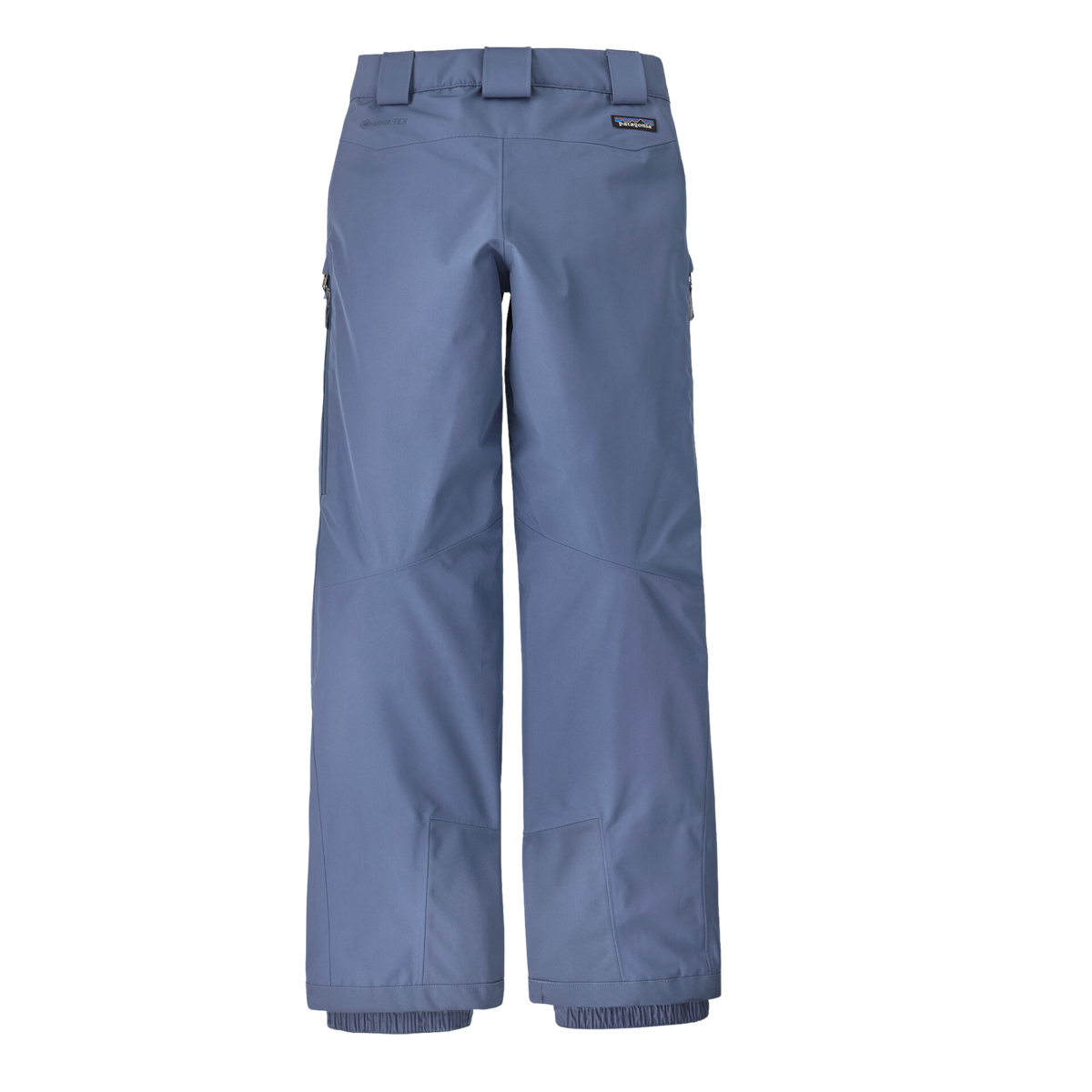 Rear view of Patagonia Kids Storm Shift Pants in Current Blue with fully seam-sealed GORE-TEX ePE construction and durable scuff protection