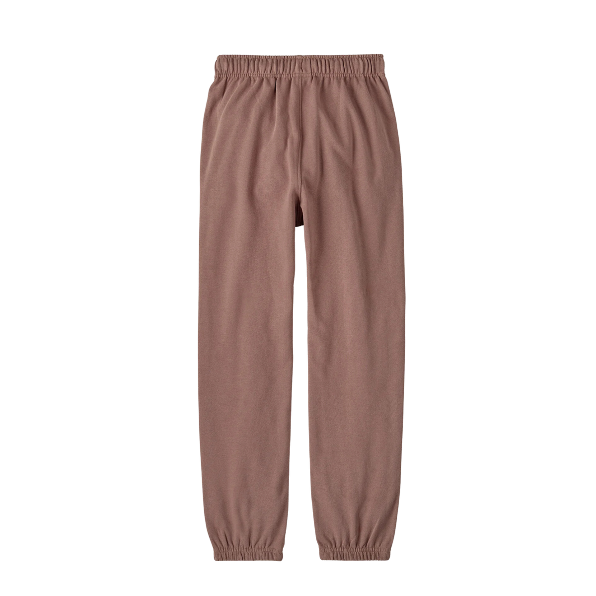 Rear view of Patagonia Kids Sweatpants in Owlfully Snowy: Moonrise Taupe design with durable 100% Cotton in Conversion French terry construction and 24-inch inseam