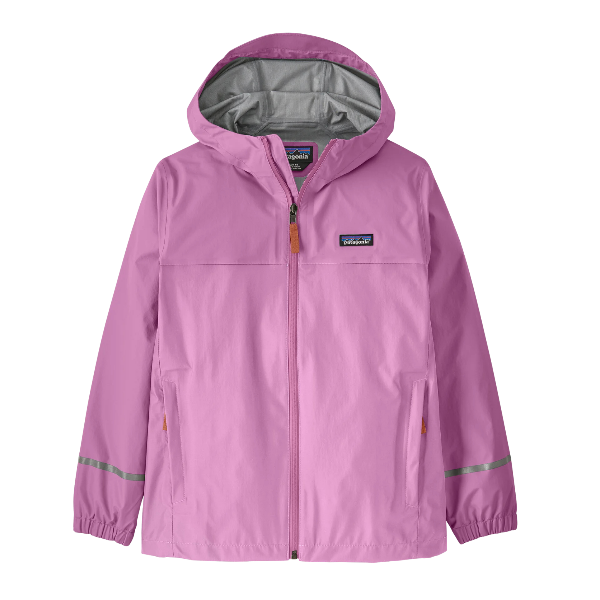 Patagonia Kids Torrentshell 3L Rain Jacket in Brisk Purple color with H2No waterproof breathable shell, 100% recycled face fabric and 230g weight