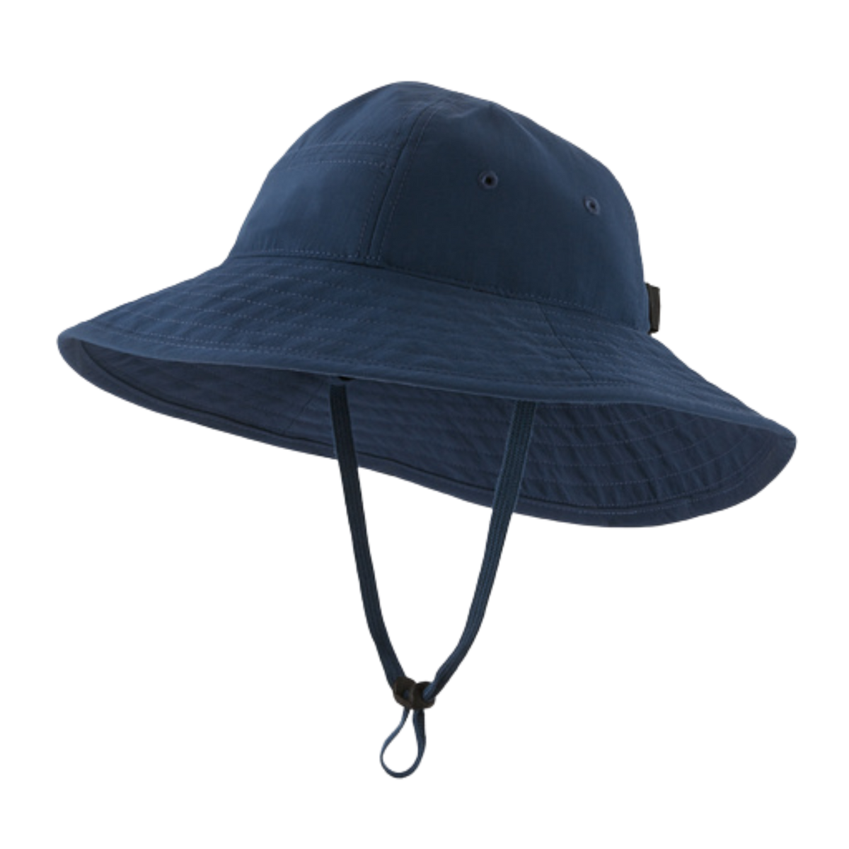 Patagonia Kids Trim Brim Hat in Tidepool Blue with full-brim 40+ UPF sun protection, recycled NetPlus nylon and removable breakaway chin strap