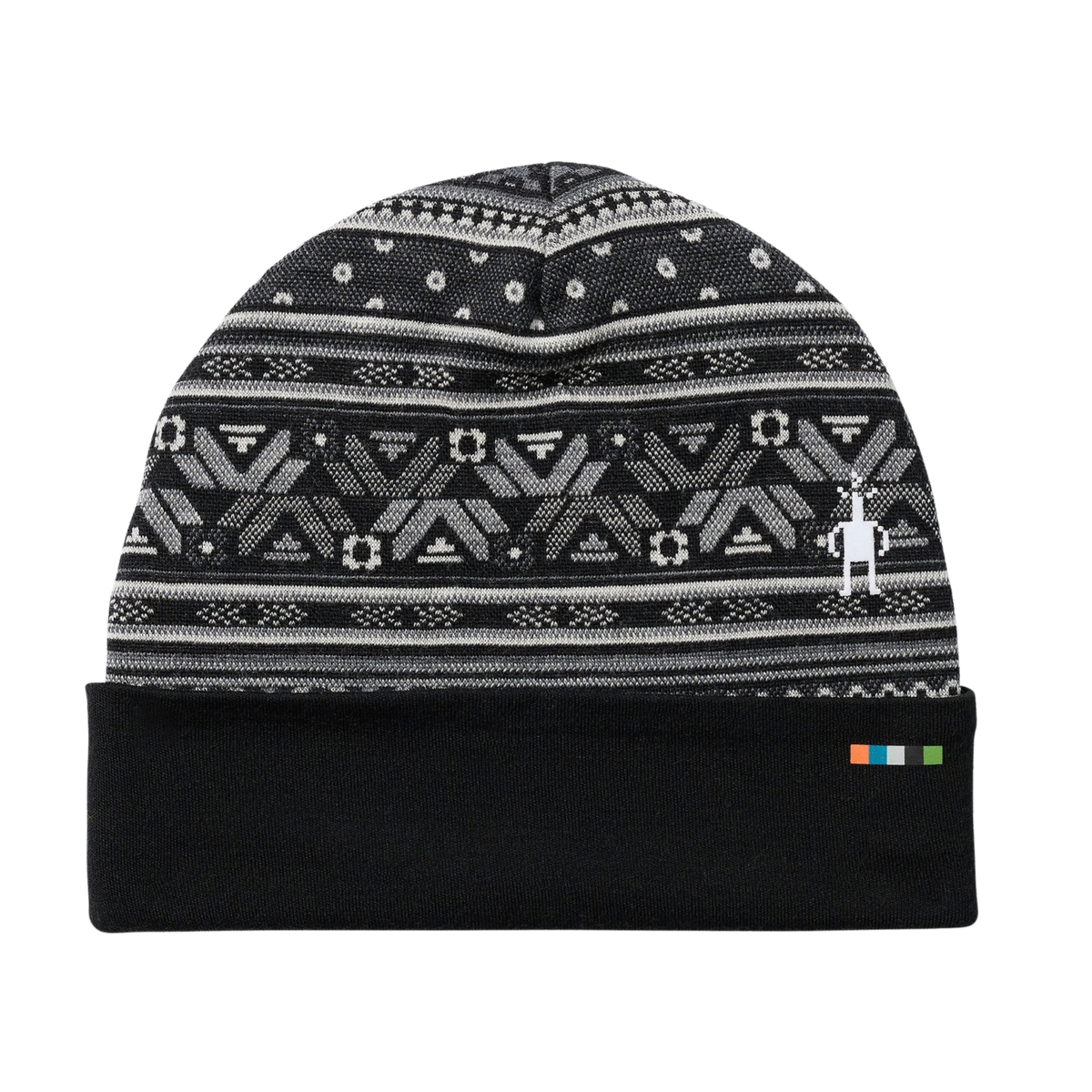 Smartwool Thermal Merino Reversible Cuffed Beanie in Black Fair Isle Fun design made with 100% Merino wool, double-layer construction and warm roll cuff