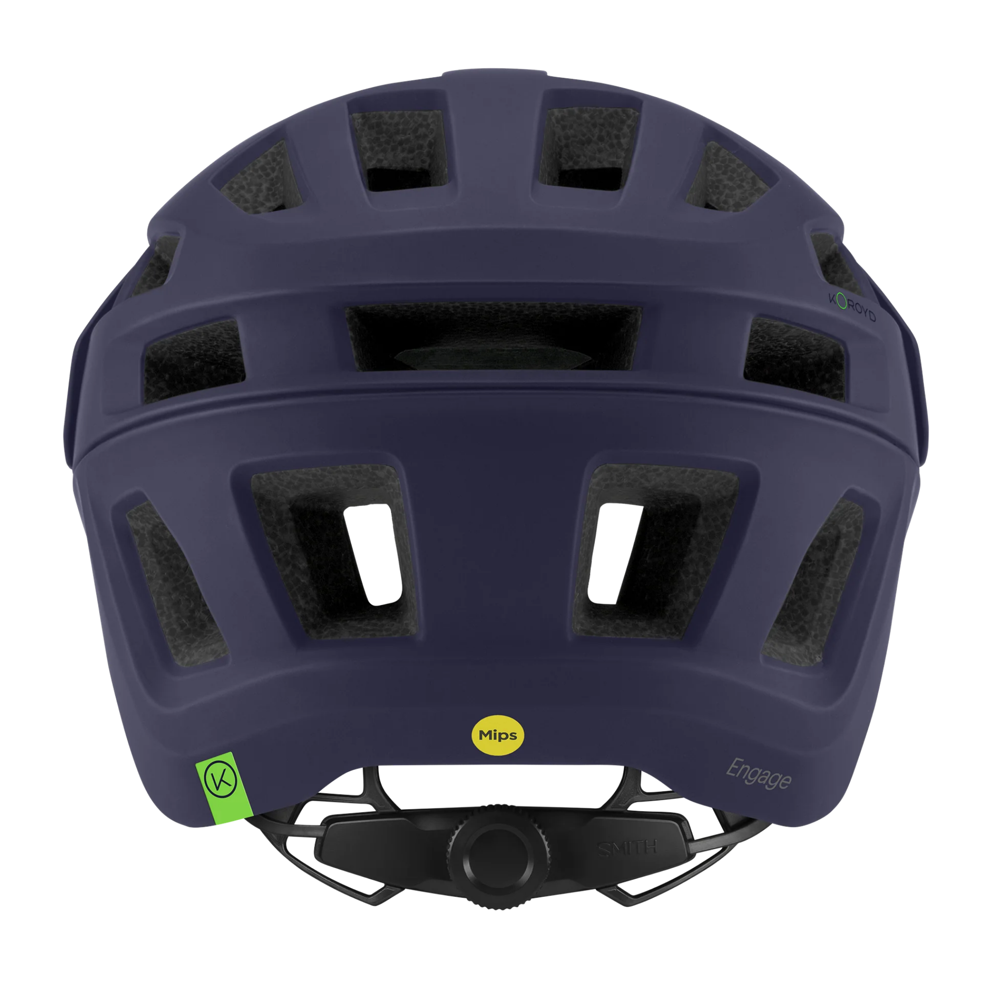 Rear view of Smith Engage MIPS mountain bike helmet in Matte Midnight Navy, showing ventilation and dial fit system