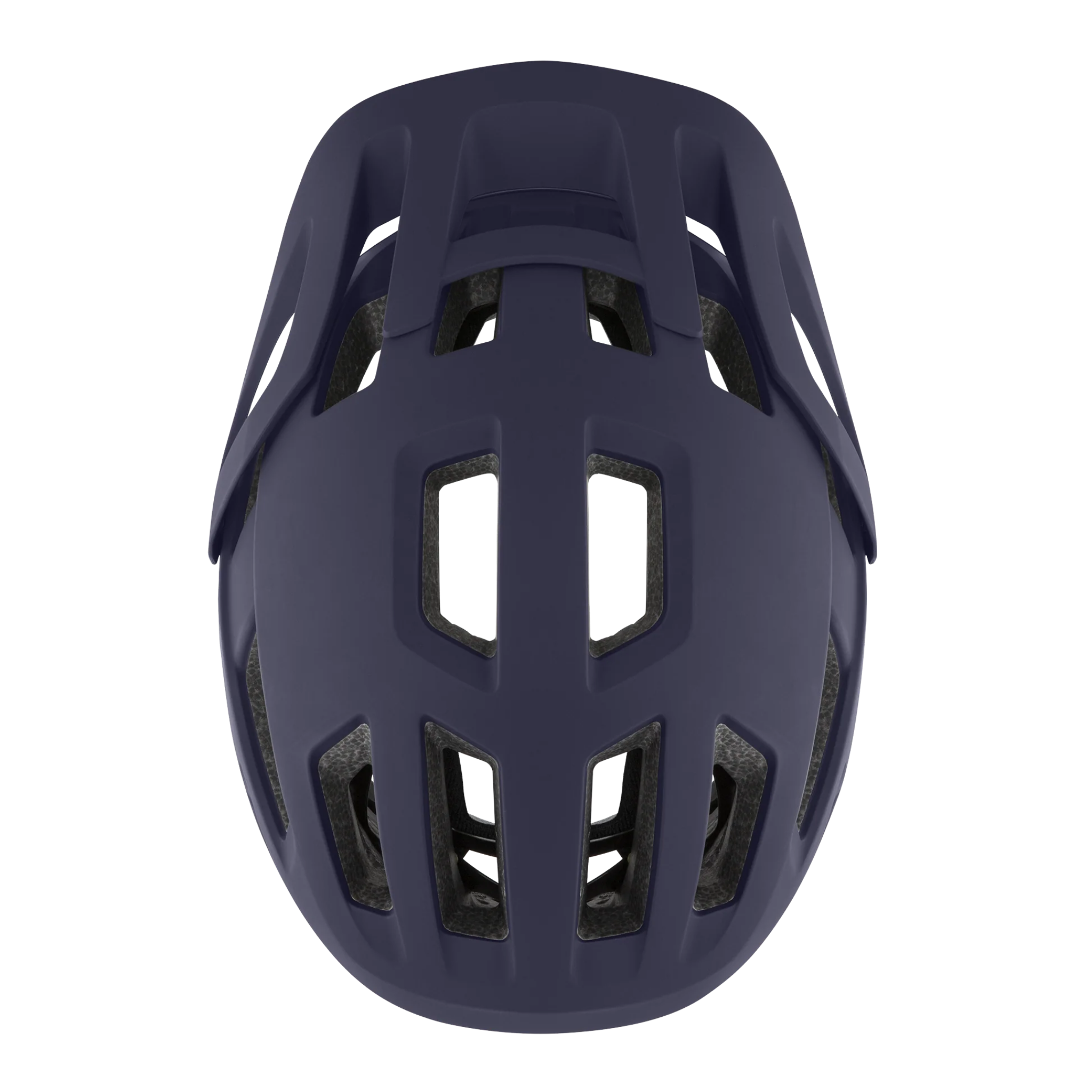 Top view of Smith Engage MIPS mountain bike helmet in Matte Midnight Navy, showing ventilation ports and aerodynamic design