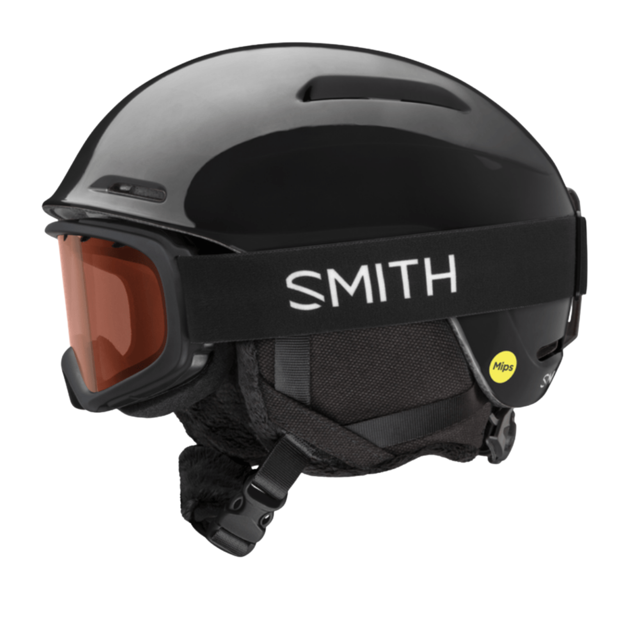 Side profile of Smith Glide Jr MIPS Snow Helmet showing adjustable dial fit system