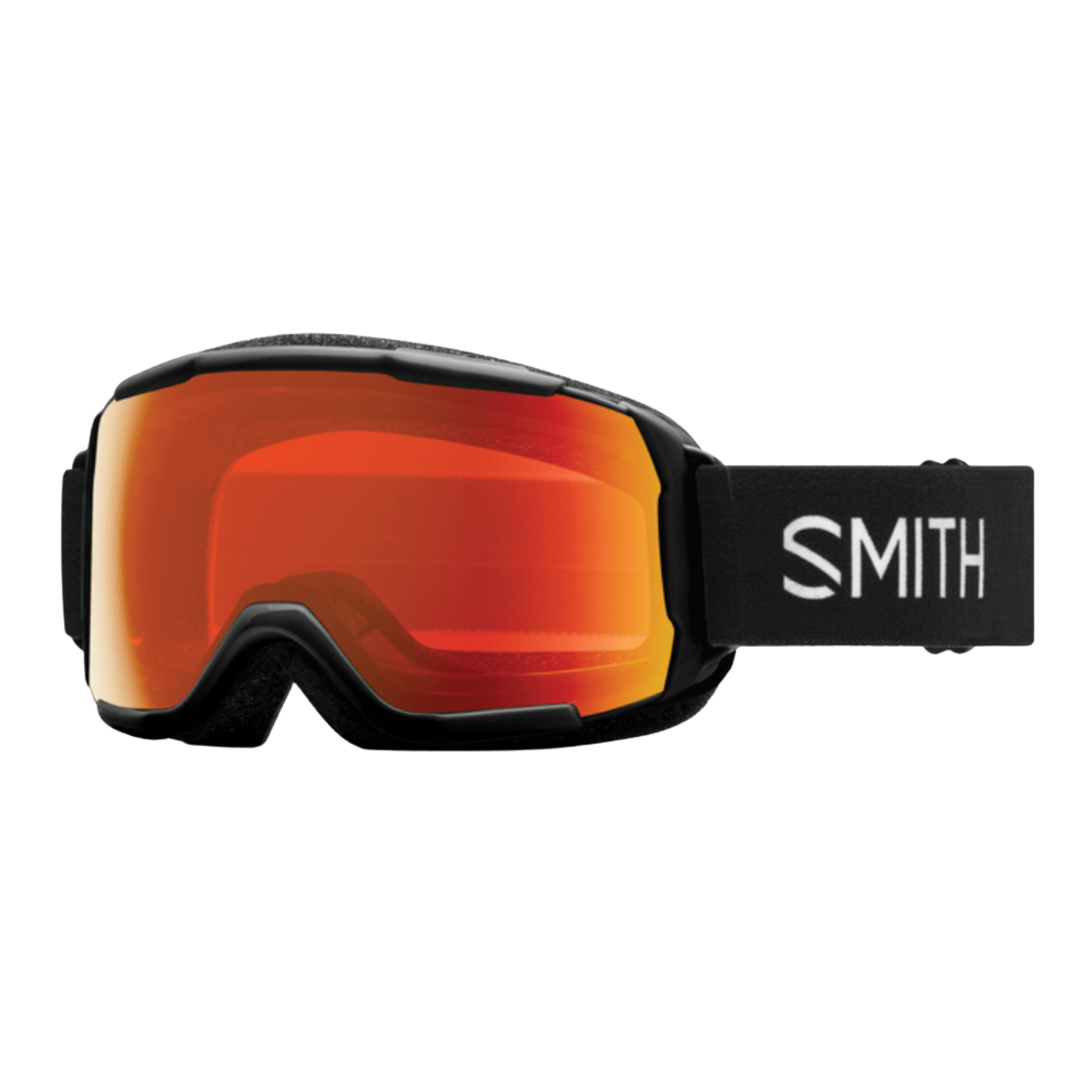 Smith Grom ChromaPop Junior Snow Goggles in Black/Red Mirror with spherical lens and youth fit