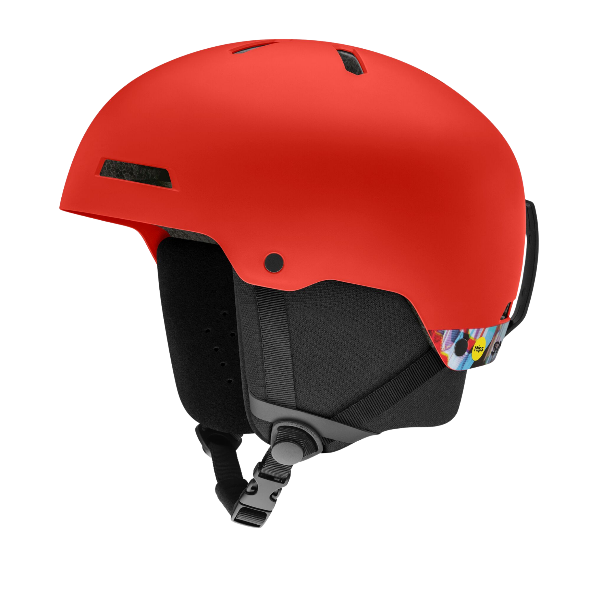 Smith Rodeo Jr MIPS snow helmet in Matte Patrol suited for kids skiing and snowboarding in Whistler