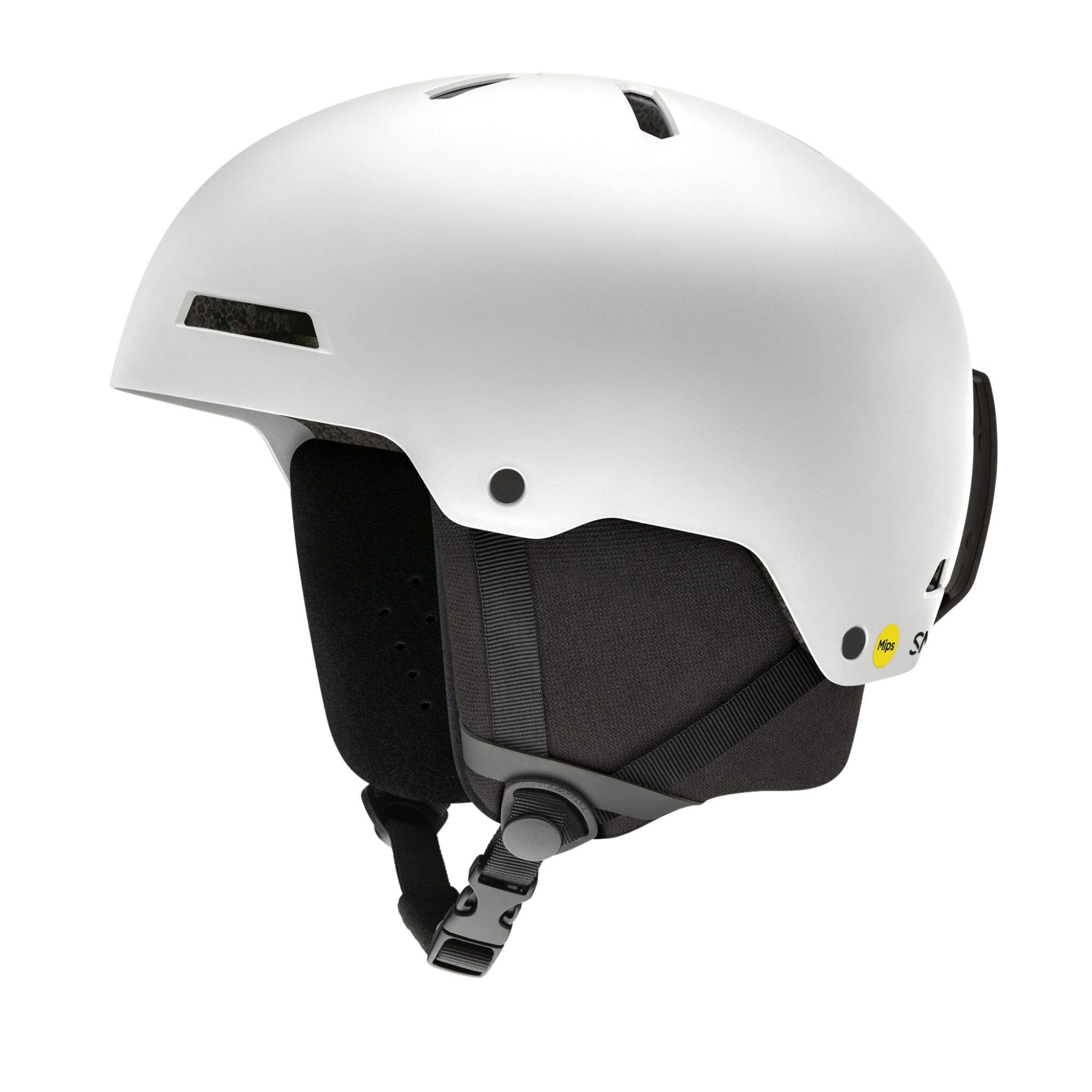 Smith Rodeo Jr MIPS snow helmet in Matte White suited for kids skiing and snowboarding in Whistler