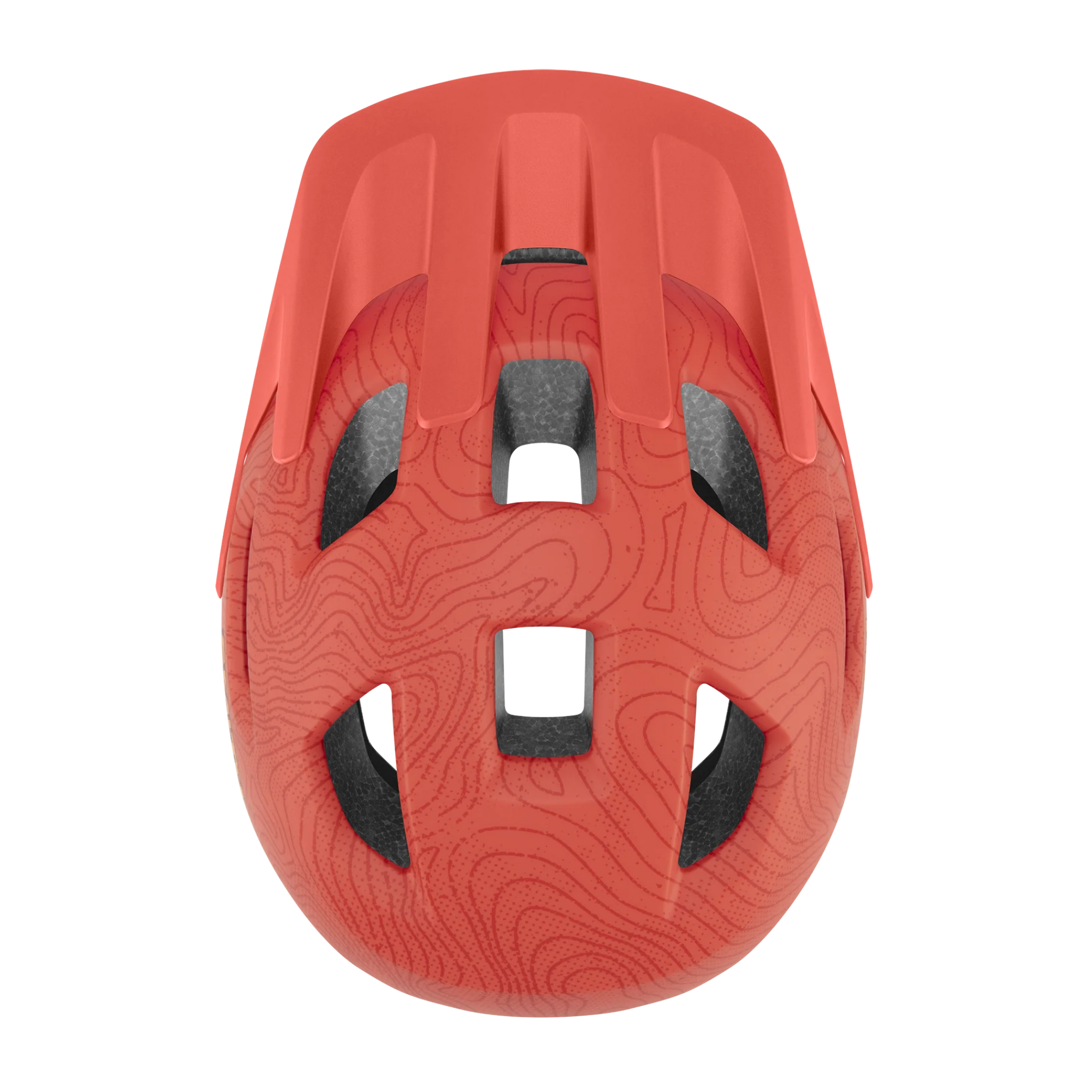Top view of Smith Sidekick Jr MIPS mountain bike helmet in Matte Blaze, showing ventilation ports