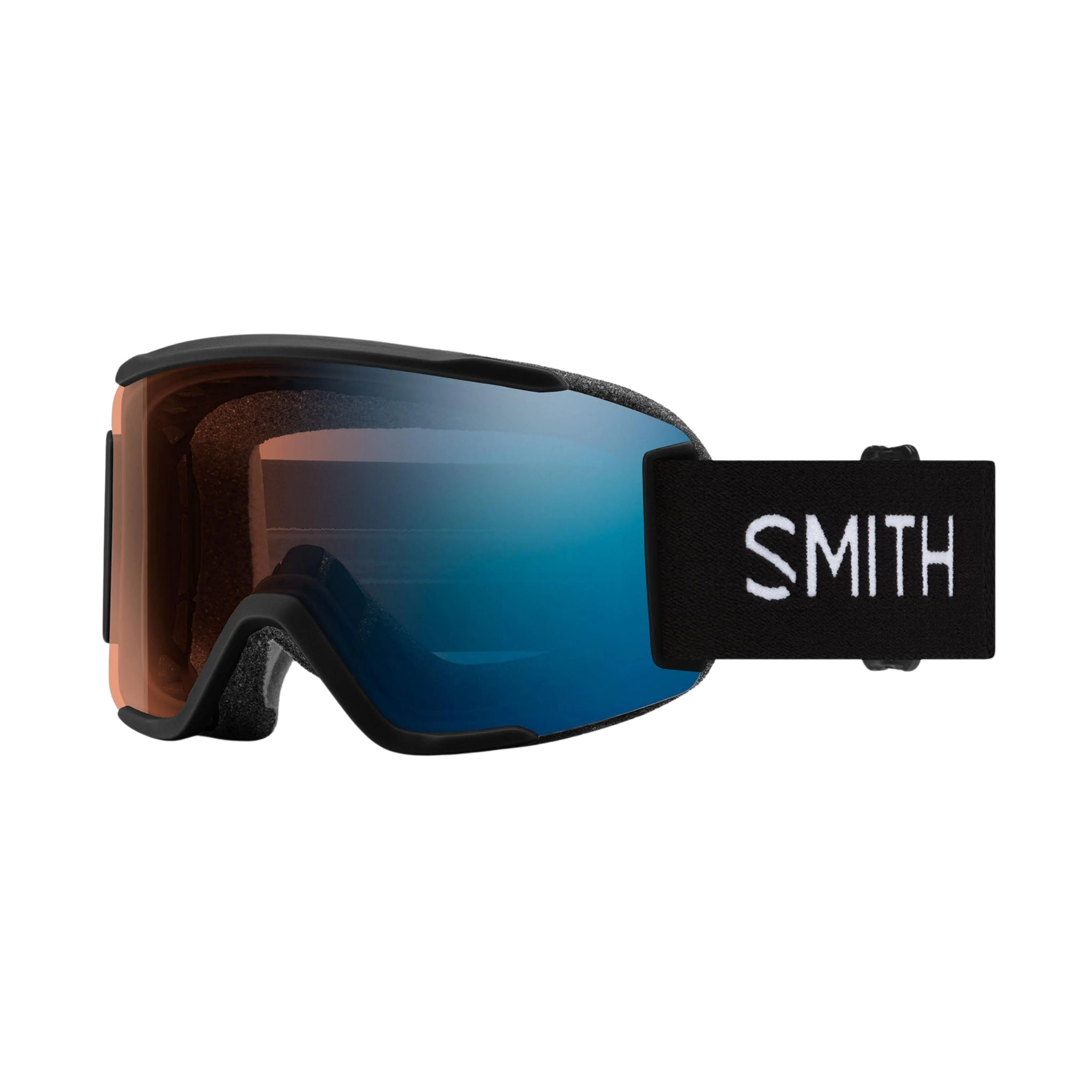 Smith Squad S Low Bridge Fit ChromaPop snow goggles in Black/Pro Photochromic Blue Mirror, suited for skiing and snowboarding in Whistler