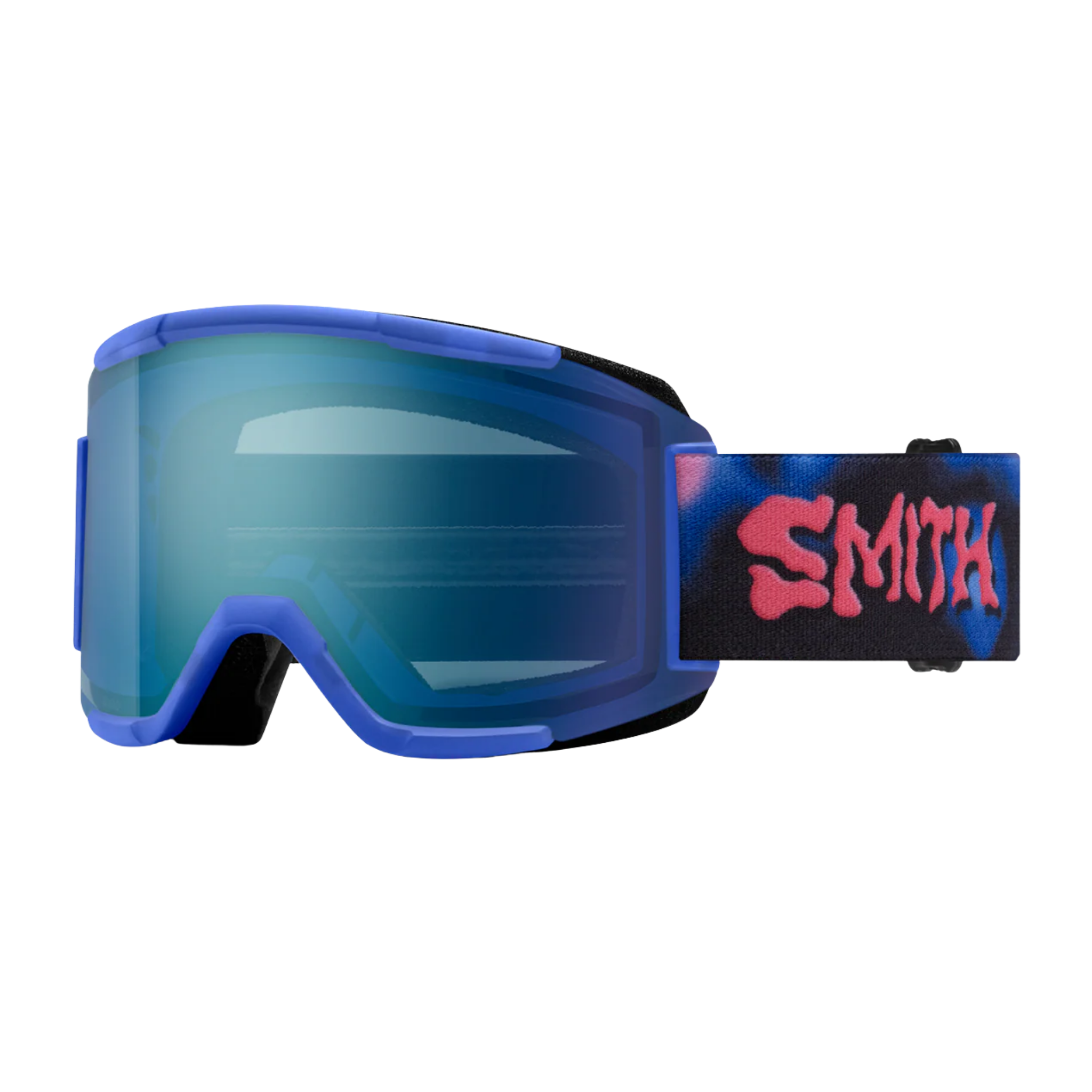 Smith Squad MAG Low Bridge Fit ChromaPop snow goggles in Supernova Vibes Everyday Blue+Yellow Mirror for Whistler skiing and snowboarding