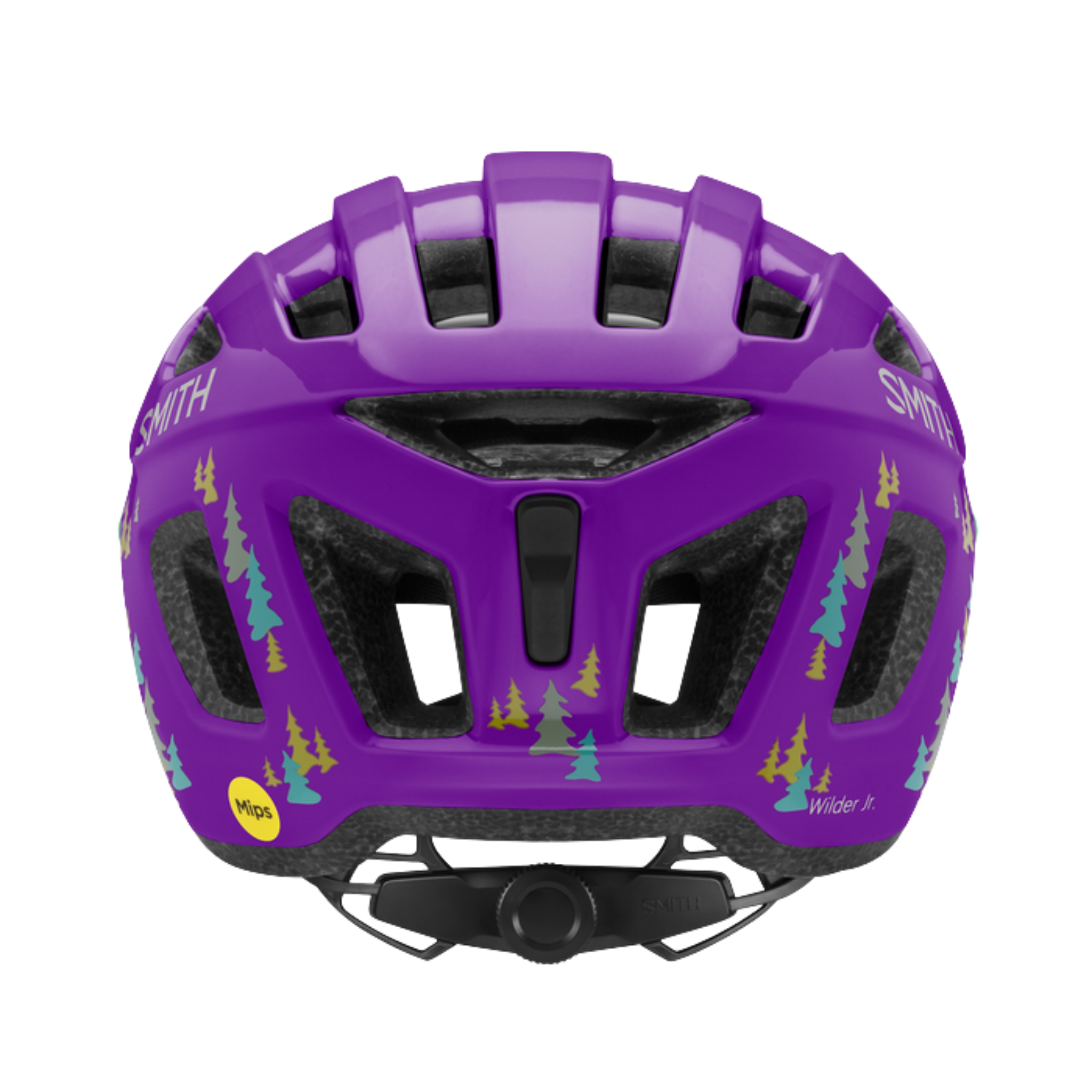 Rear view of Smith Wilder Jr MIPS mountain bike helmet in Purple Pines with VaporFit fit system