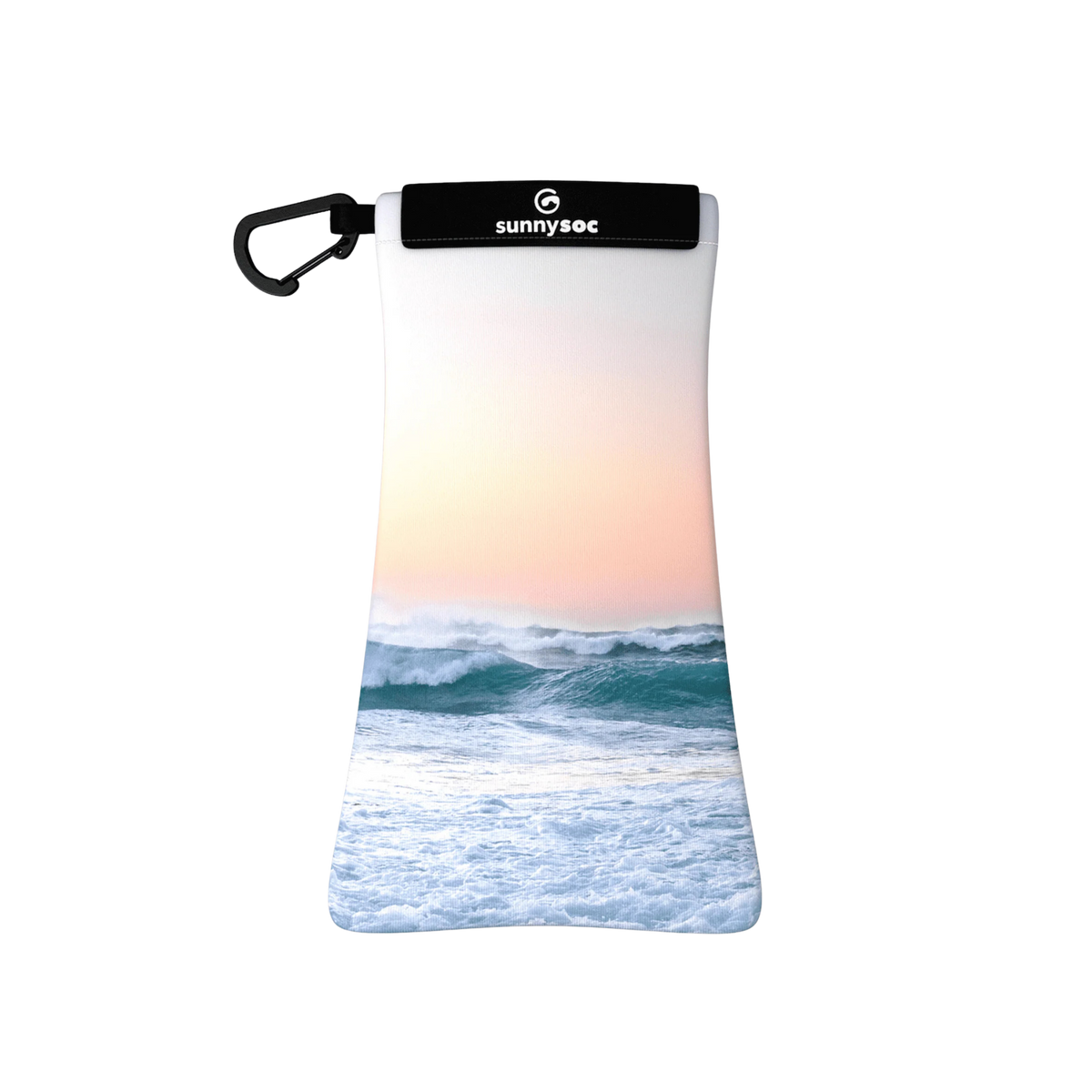 SunnySoc Sunglass Case in Tidal design made with 94% recycled PET microfiber and 6% spandex to clean and protect sunglass lenses