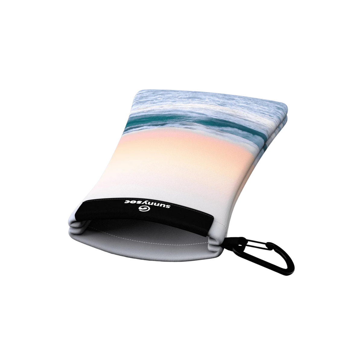 SunnySoc Sunglass Case flexible opening in Tidal design with stretch fabric for easy sunglass storage and removal